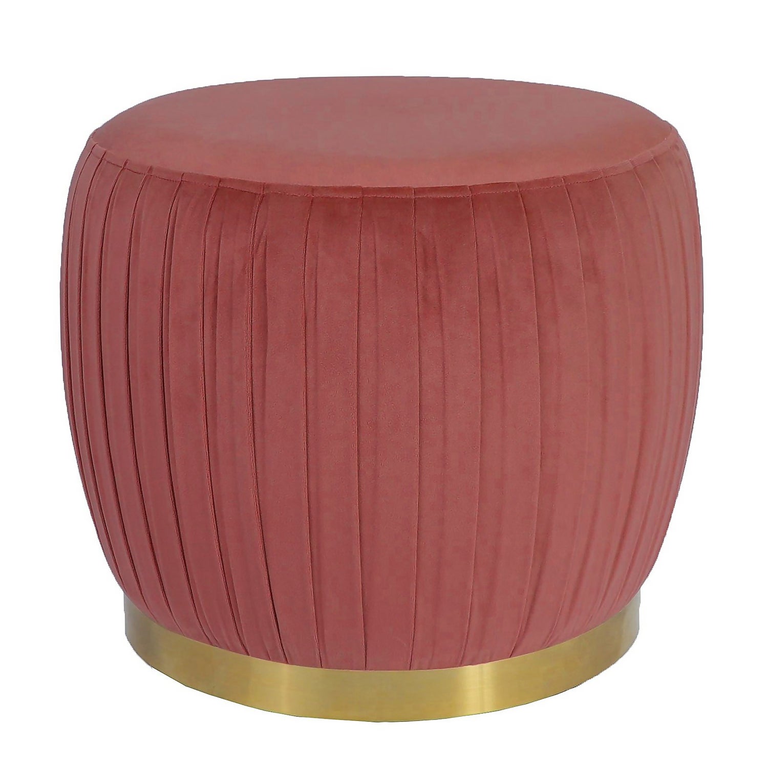 Gill Pleated Velvet Ottoman Rose