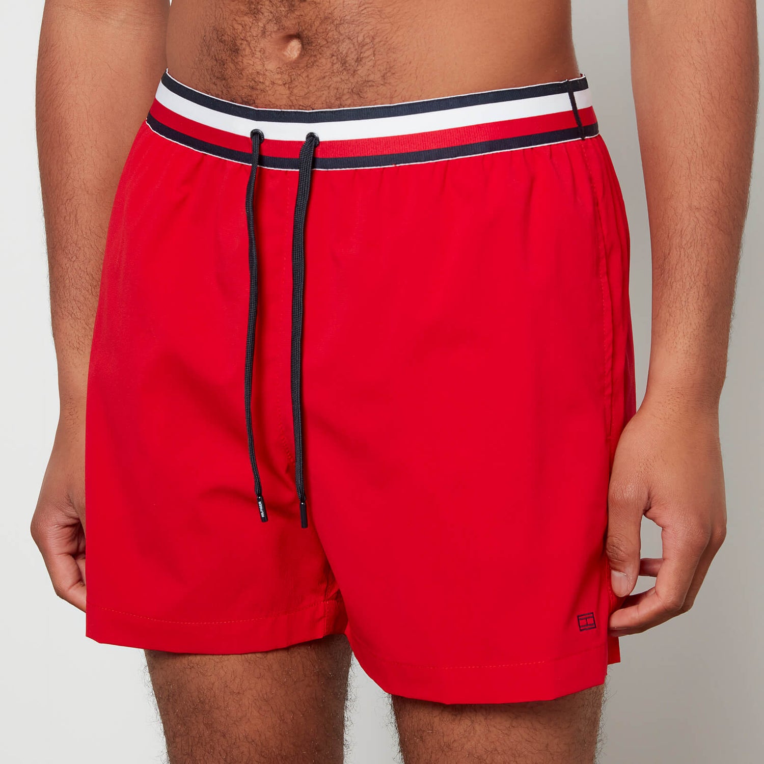 Tommy Hilfiger Men's Contrast Waistband Medium Drawstring Swim Shorts - Primary Red - S
