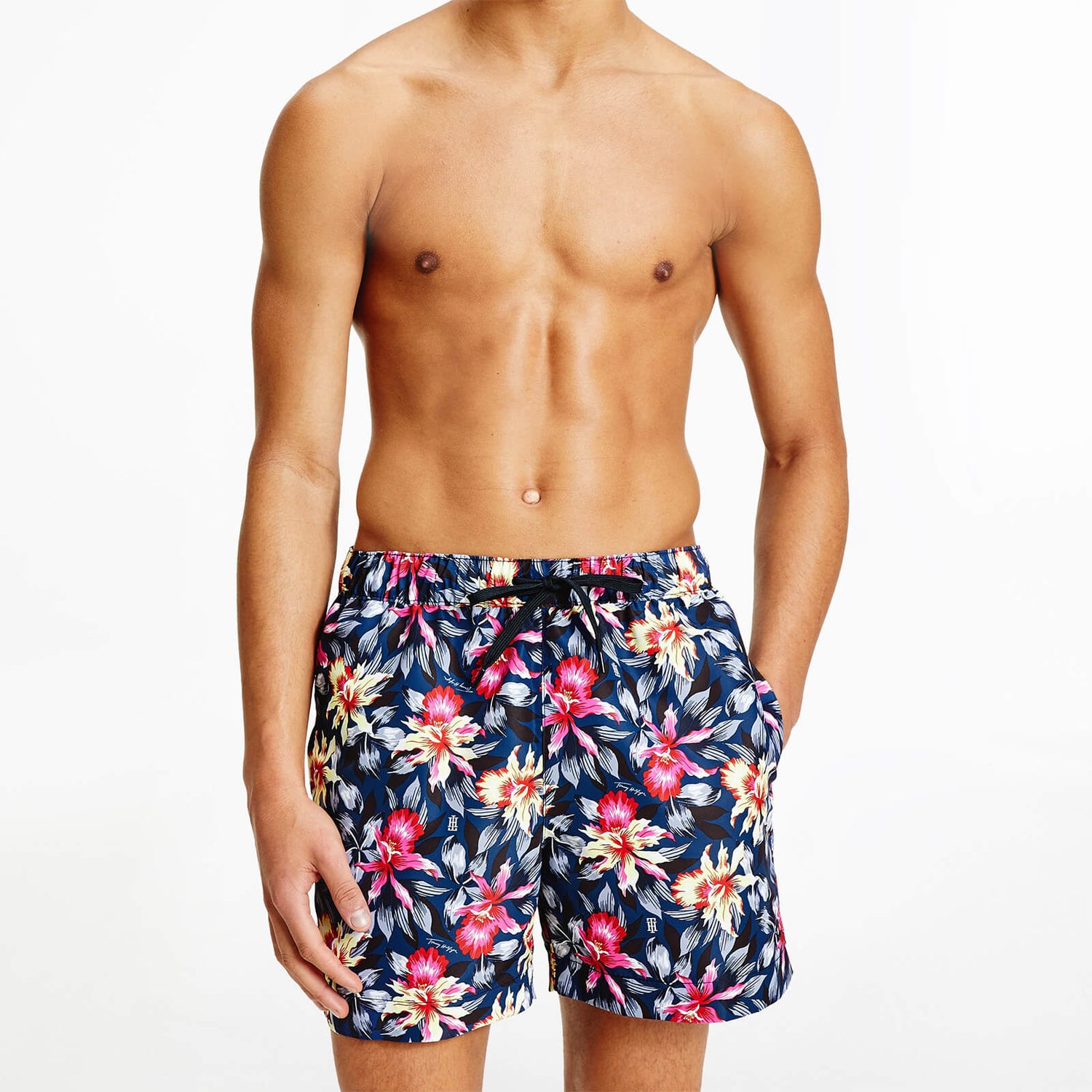 Tommy Hilfiger Men's Medium Drawstring Swim Shorts - Classic Tropic Vibrant Trip