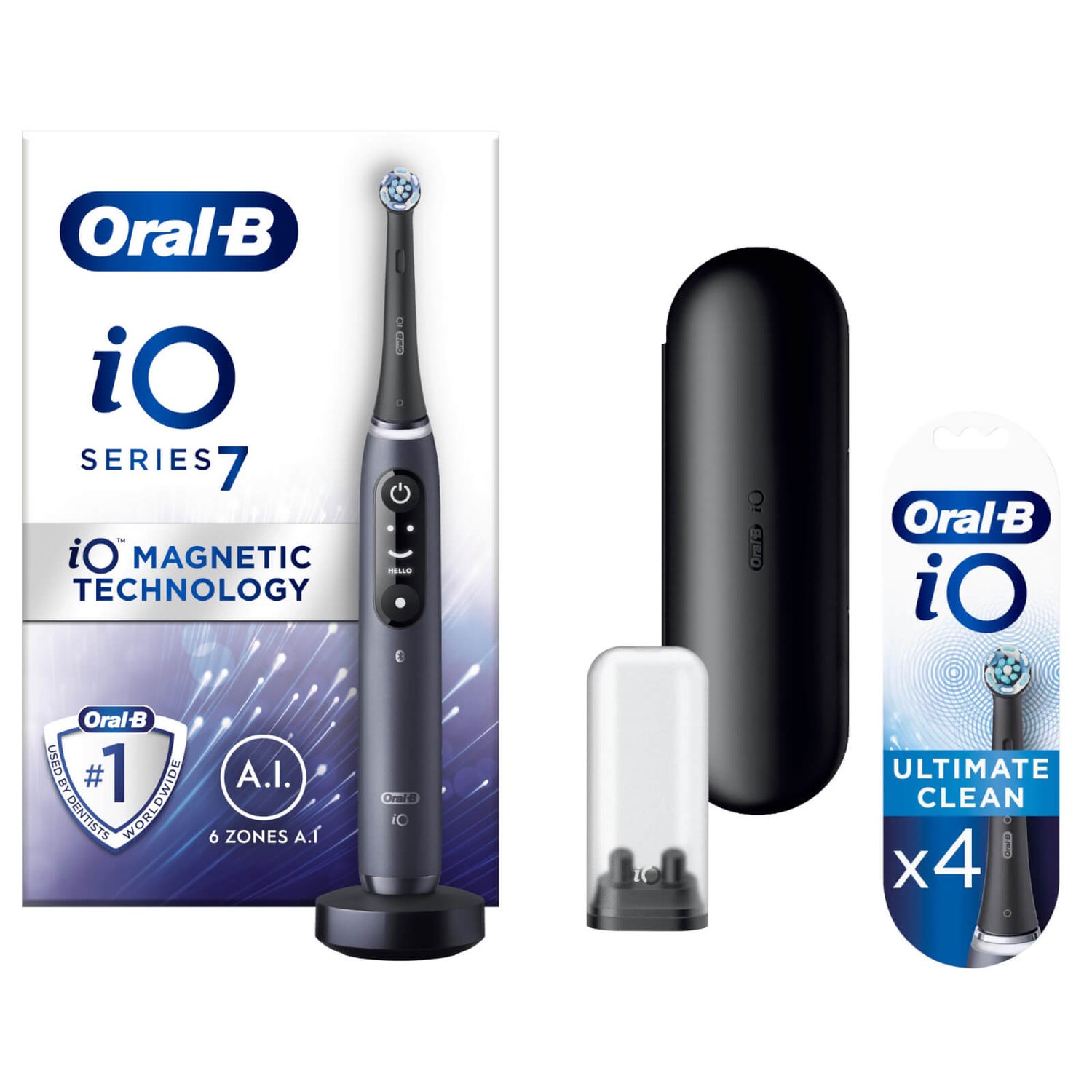 Oral B iO7 Black Electric Toothbrush with Travel Case