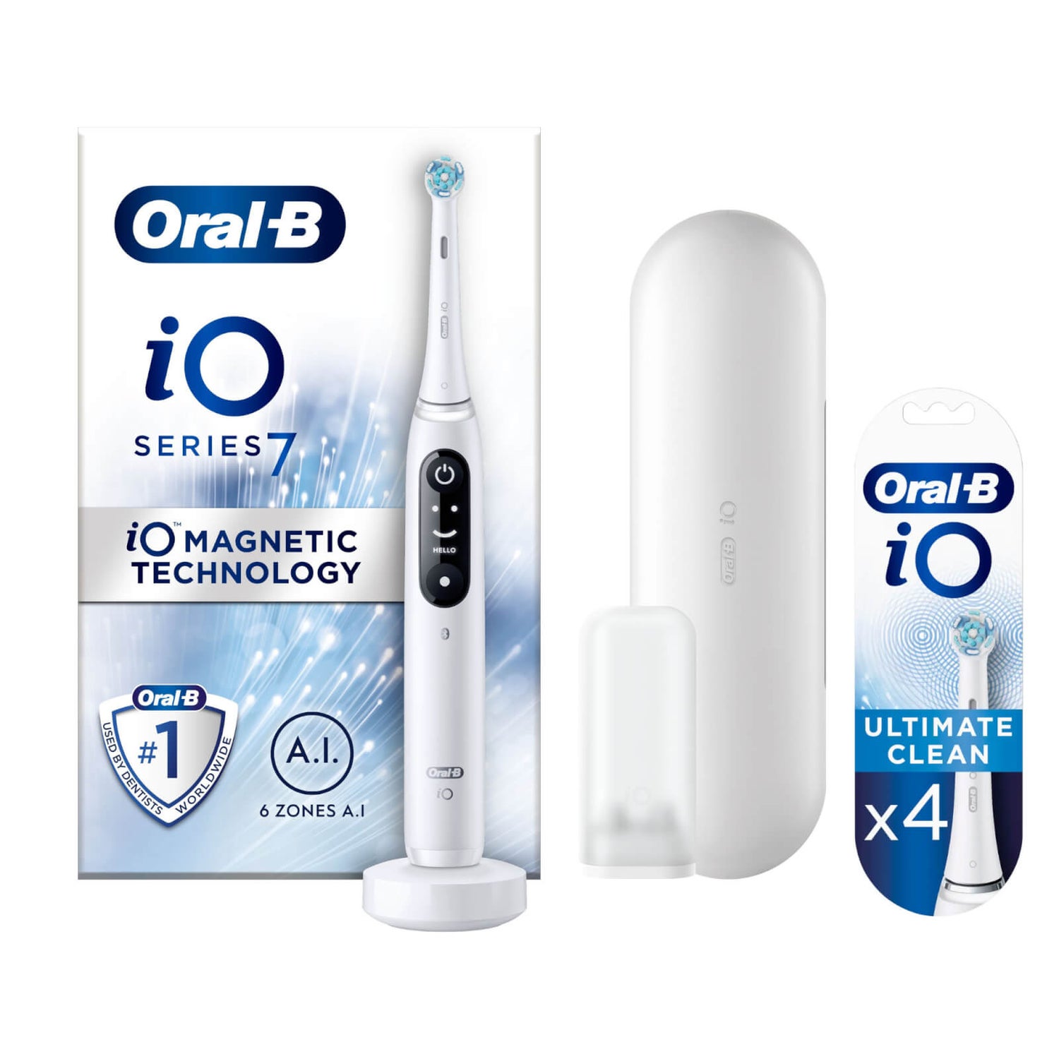 Oral B iO7 White Electric Toothbrush with Travel Case