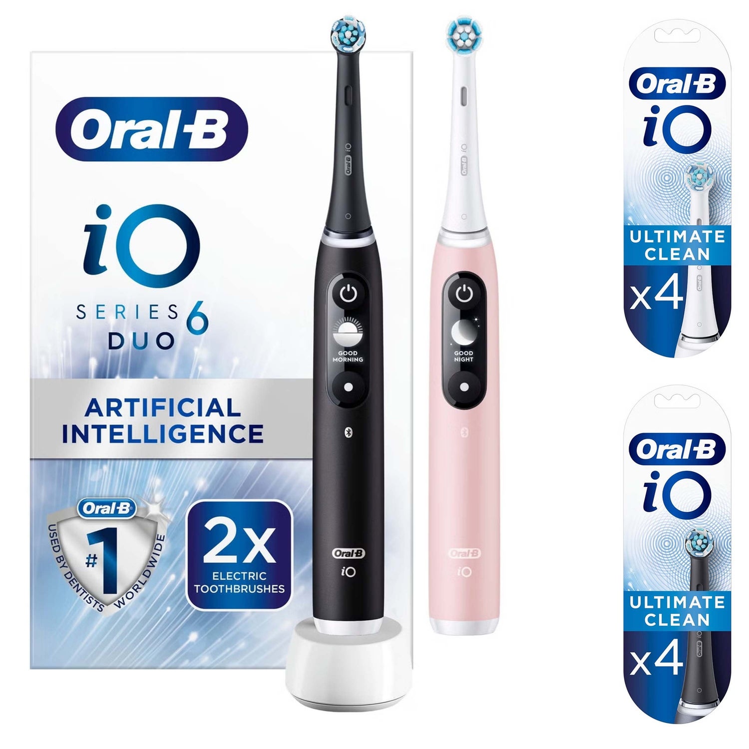 iO6 Duo Pack of Two Electric Toothbrushes, Black Lava & Pink Sand