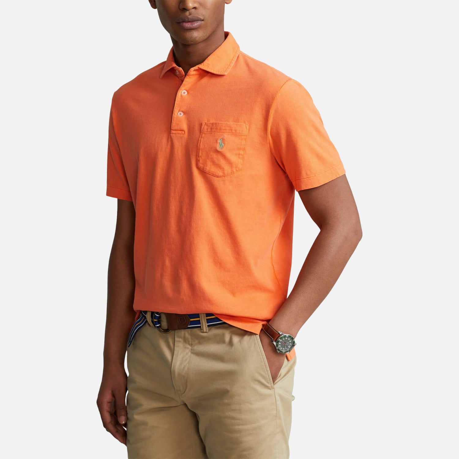 Polo Ralph Lauren Men's Cotton Linen Polo Shirt - May Orange - S