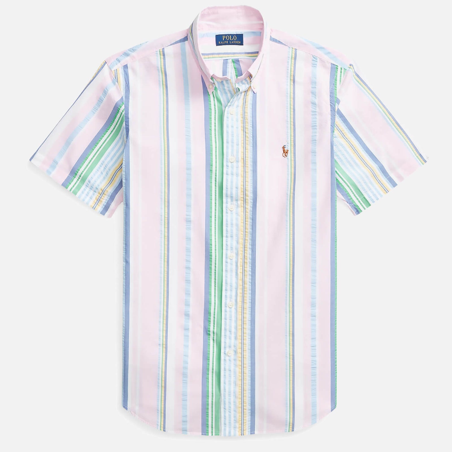 Polo Ralph Lauren Men's Seersucker Short Sleeve Shirt - Pink/Blue Multi