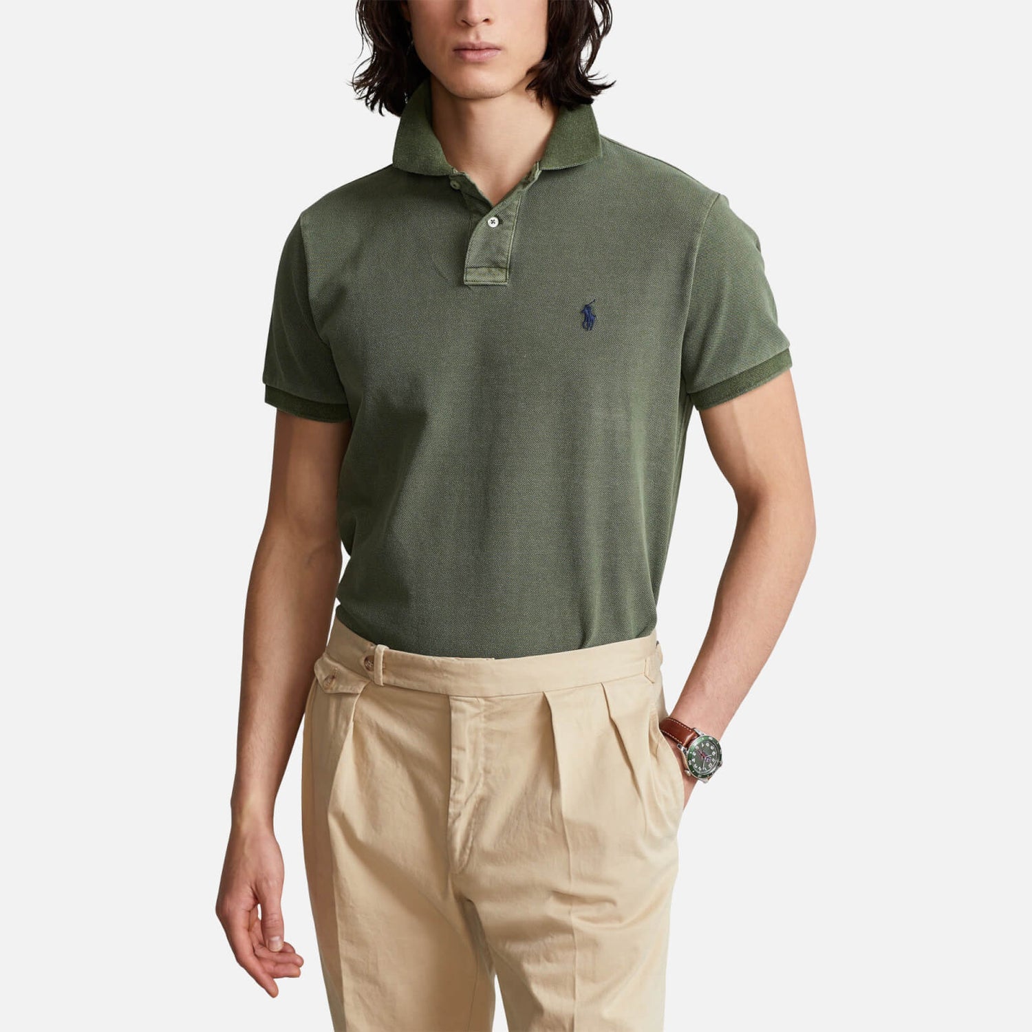 Polo Ralph Lauren Men's Custom Slim Fit Mesh Polo Shirt - Army Olive