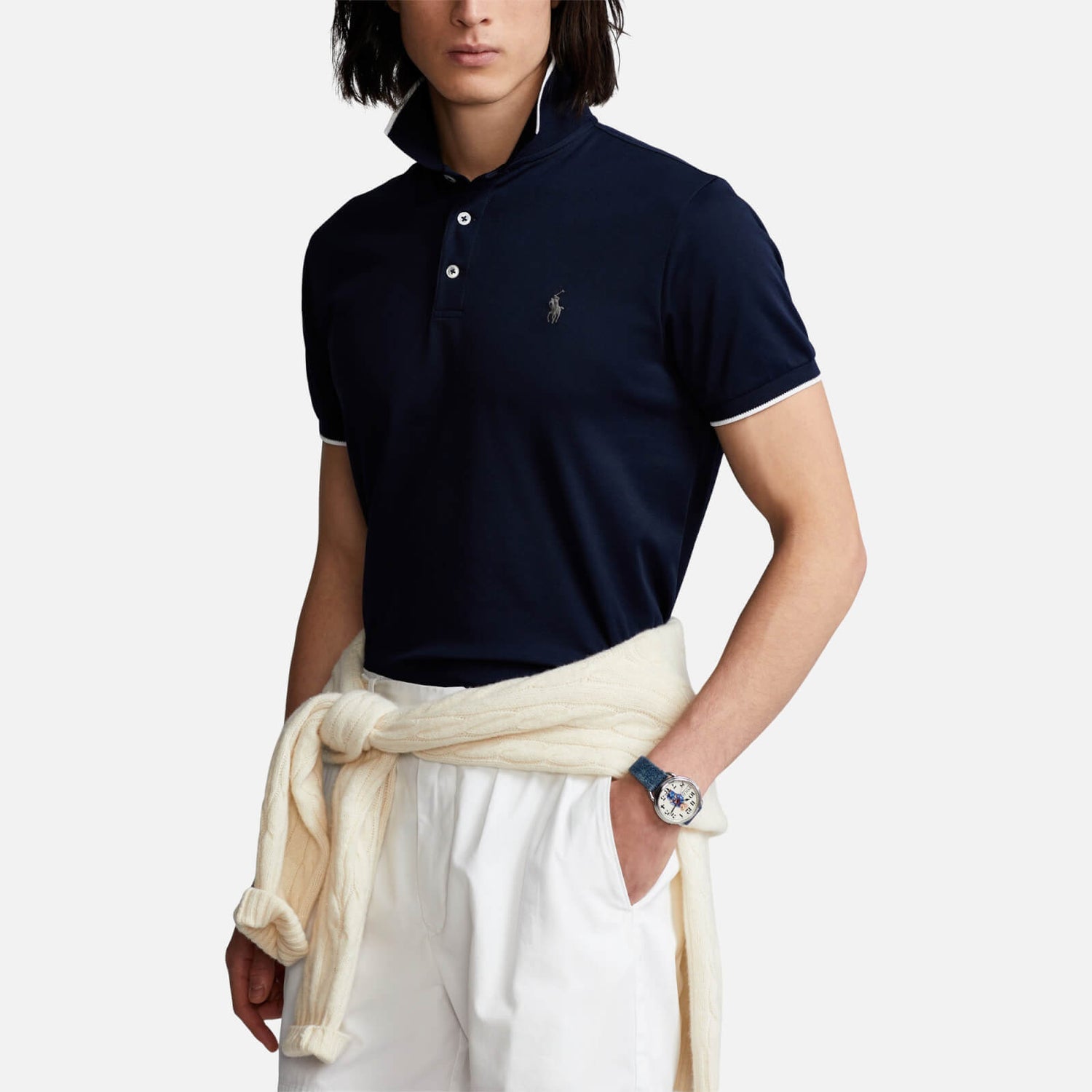 Polo Ralph Lauren Men's Custom Slim Fit Birdseye Polo Shirt - Aviator Navy