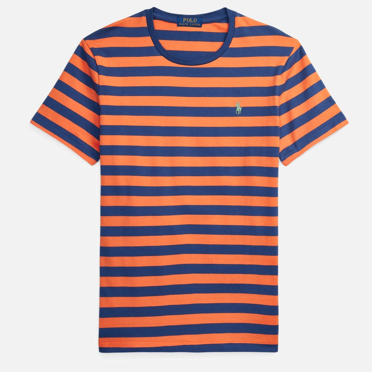 Polo Ralph Lauren Men's Custom Slim Fit Jersey Striped T-Shirt - May Orange/Light Navy - S