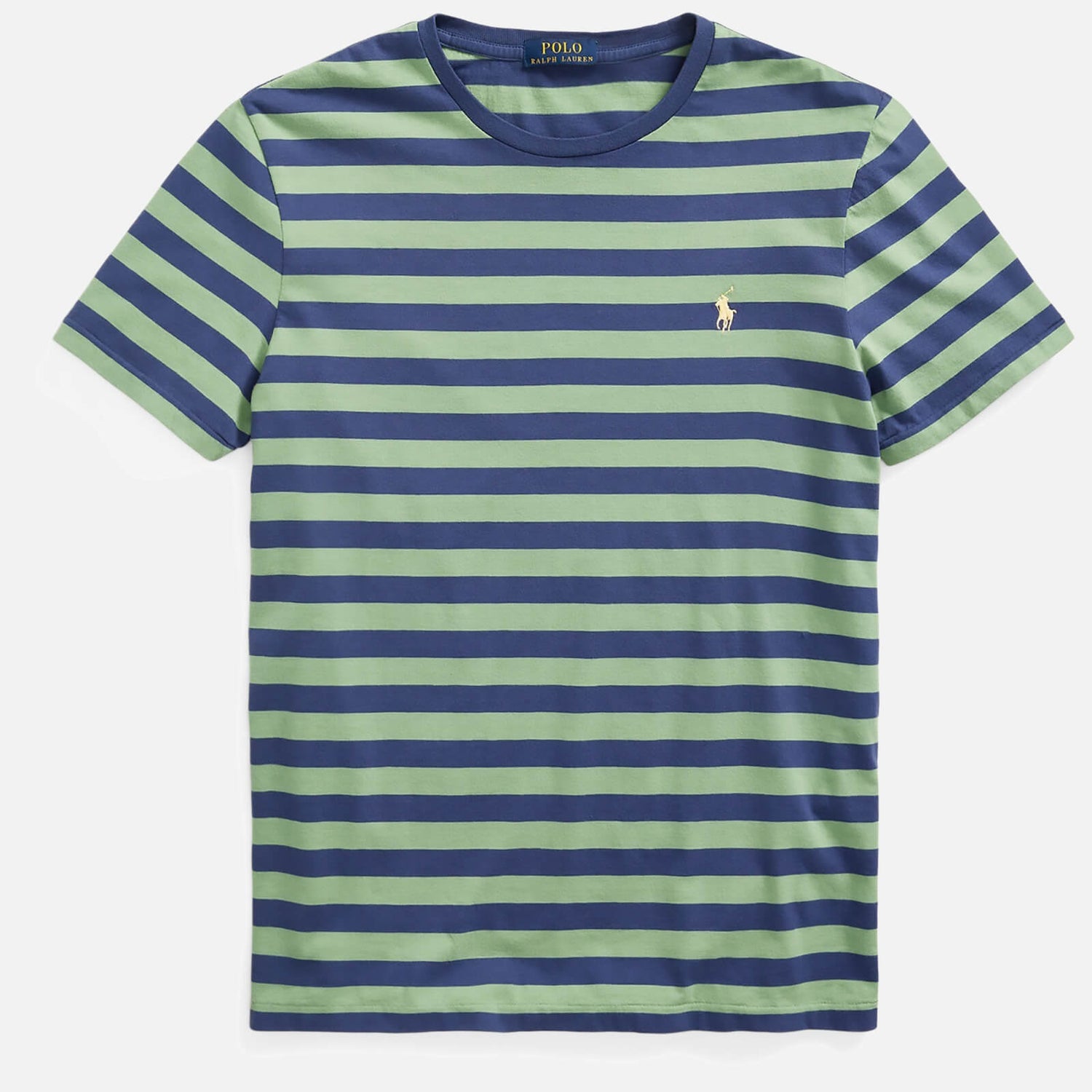Polo Ralph Lauren Men's Custom Slim Fit Jersey Striped T-Shirt - Outback Green/Light Navy - S
