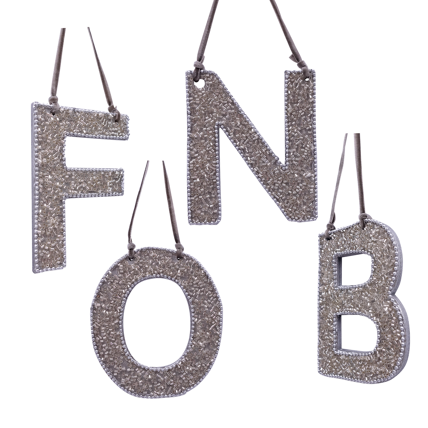 Beaded Letter E Christmas Tree Decoration Silver | Homebase