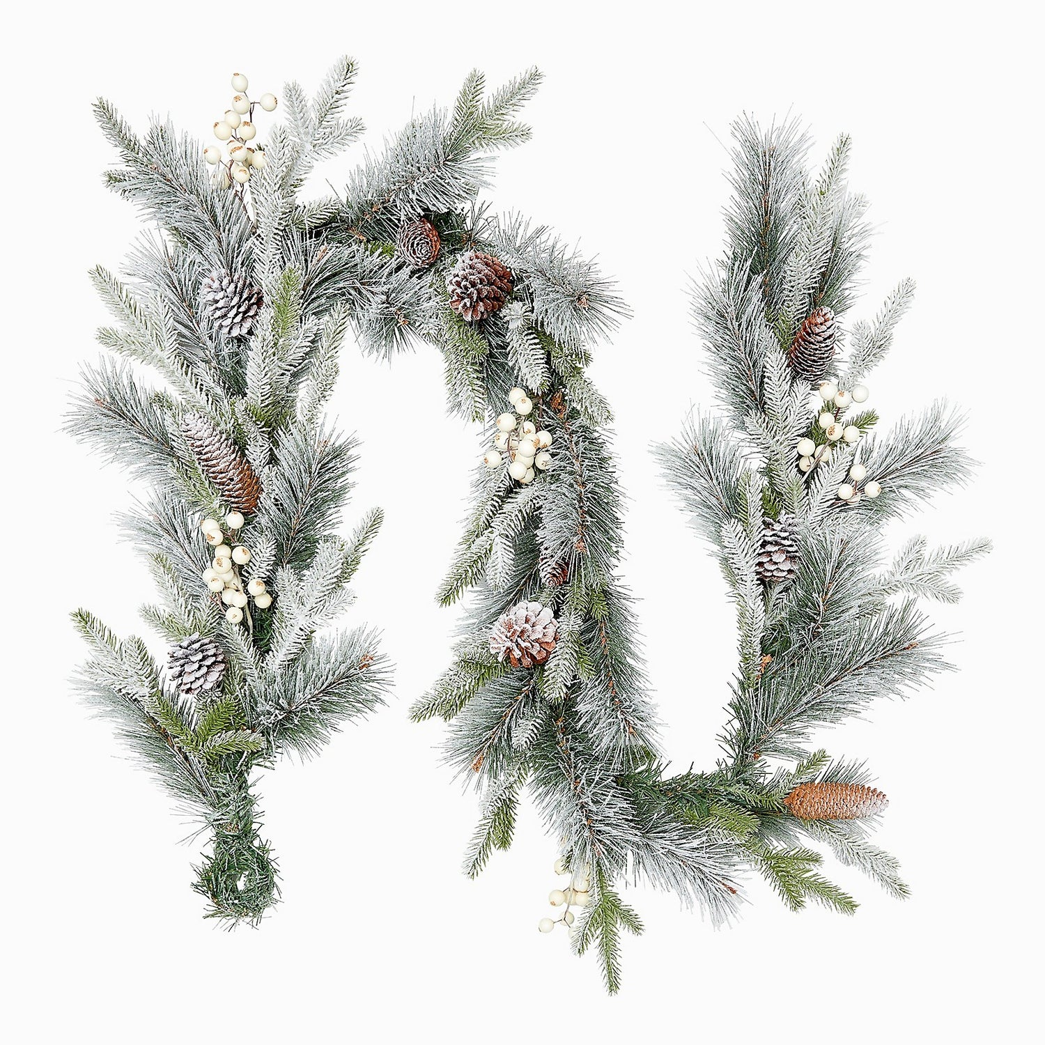 Luxury Snowy Pinecones & White Berry Christmas Garland 210cm