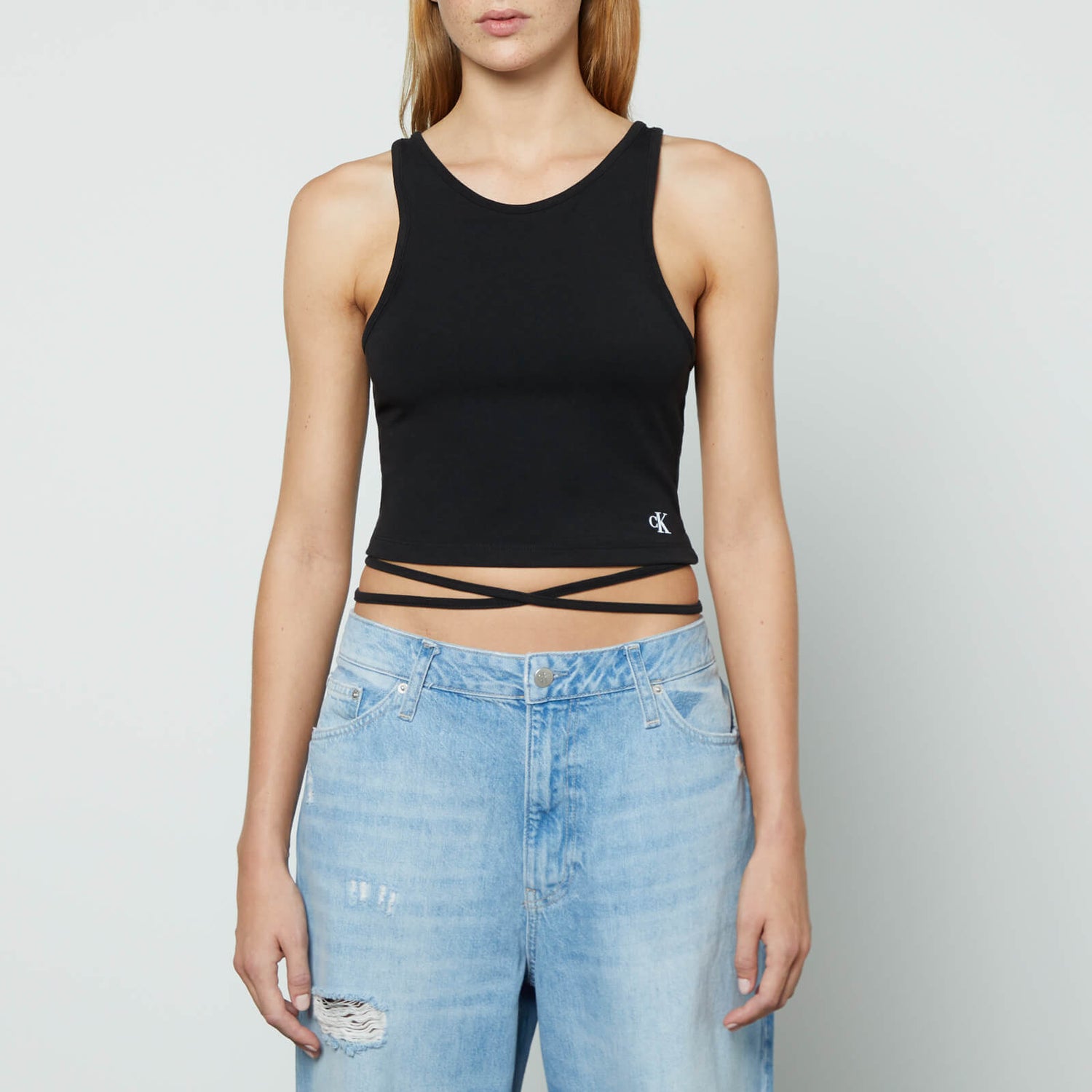 Calvin Klein Jeans Strap-Detailed Cotton-Blend Jersey Tank Top - XS
