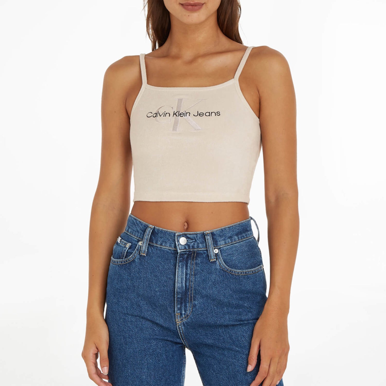 Calvin Klein Jeans Logo Embroidery Terry Vest Top - S