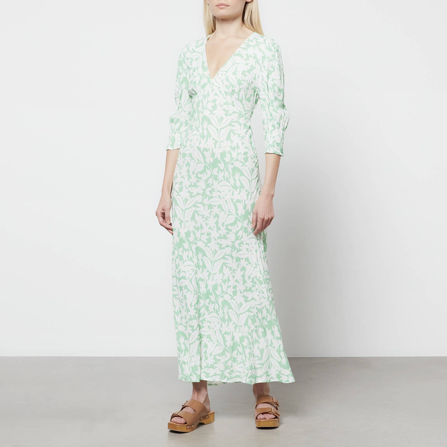 RIXO Women's Zadie Midi Dress - Green Palm - UK 8