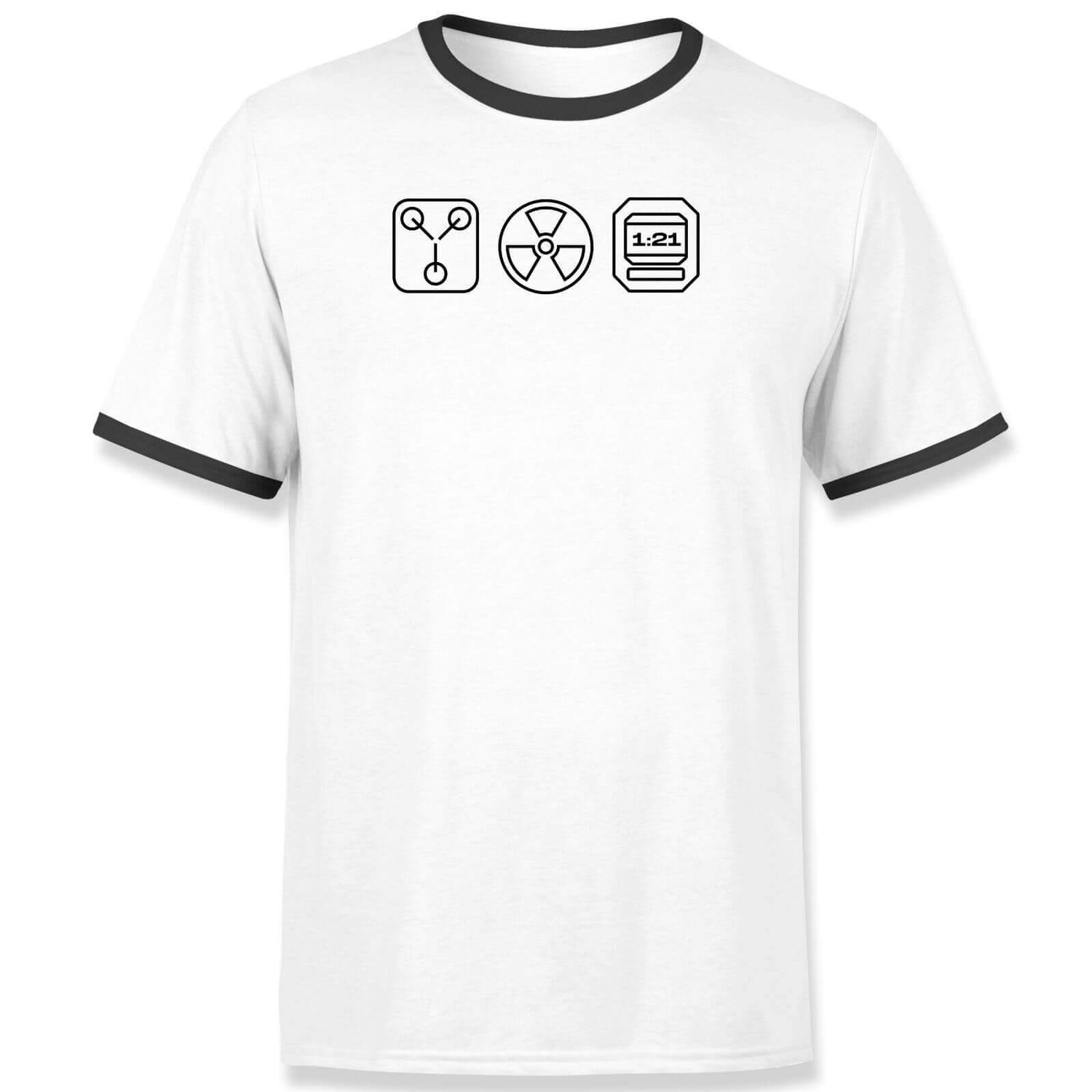 Back To The Future Symbols Embroidered Unisex Ringer T-Shirt - White/Black