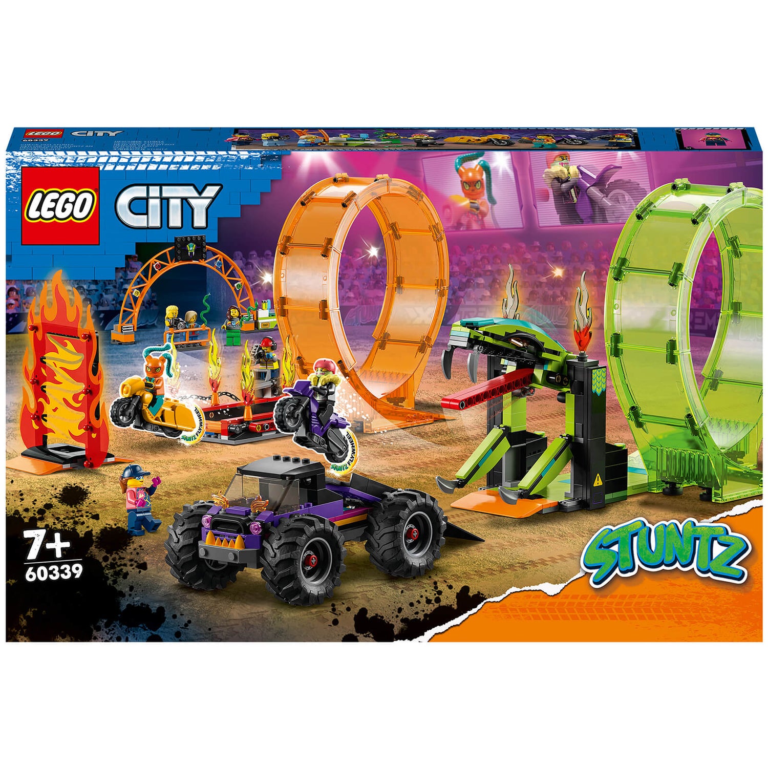LEGO City: Stuntz Stuntshow-Doppellooping mit 2x Spielzeug-Motorrad (60339)