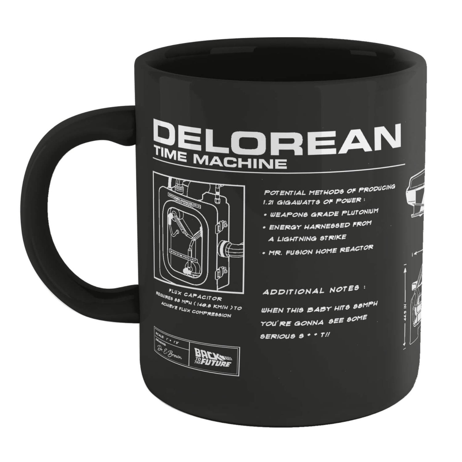 Back To The Future DeLorean Blueprint Mug - Black