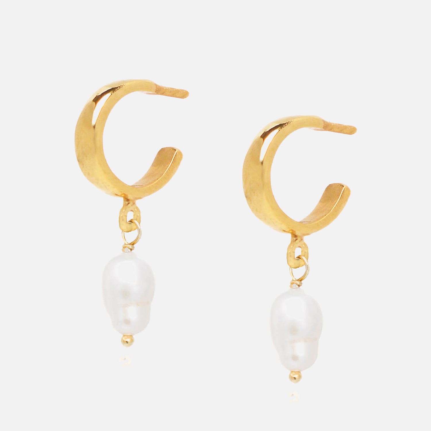 Hermina Athens Women's Pearl Drop Mini Hoop Earrings - Gold