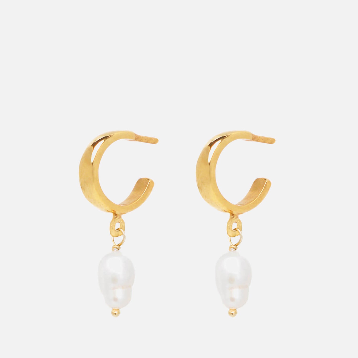 Hermina Athens Women's Pearl Drop Mini Hoop Earrings - Gold