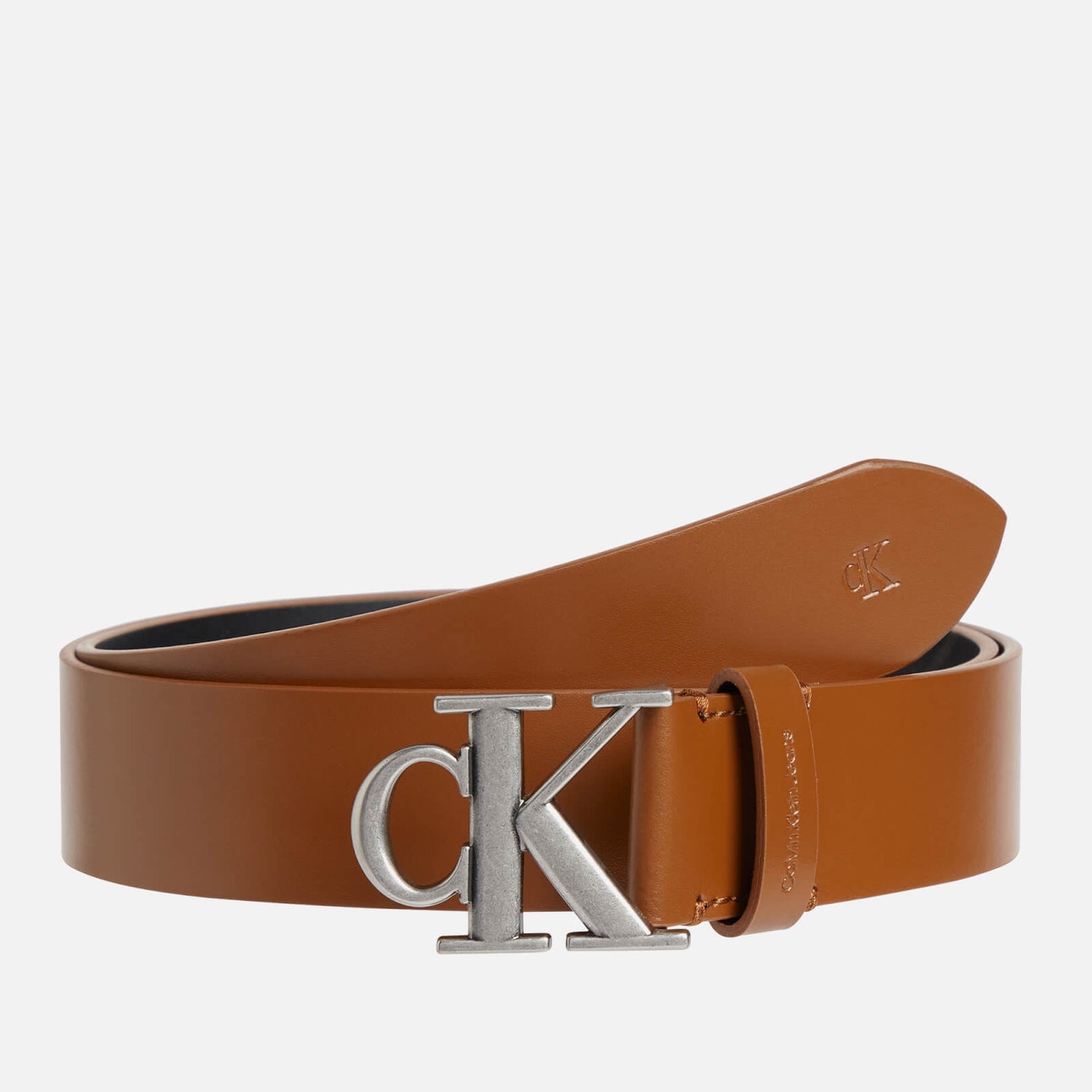 Calvin Klein Jeans Round Mono Plaque Leather Belt