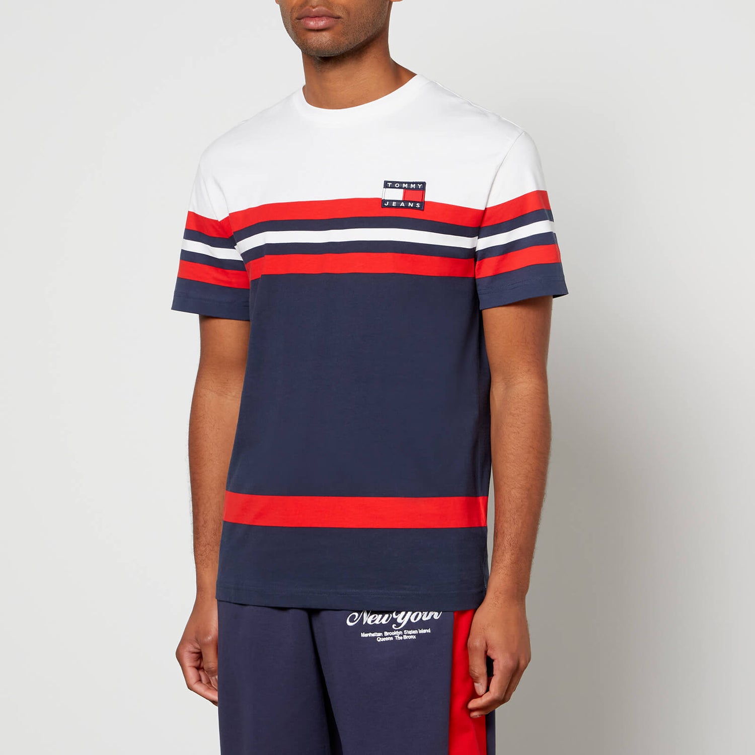 Tommy Jeans Colour-Block Recycled Cotton-Jersey T-Shirt - S