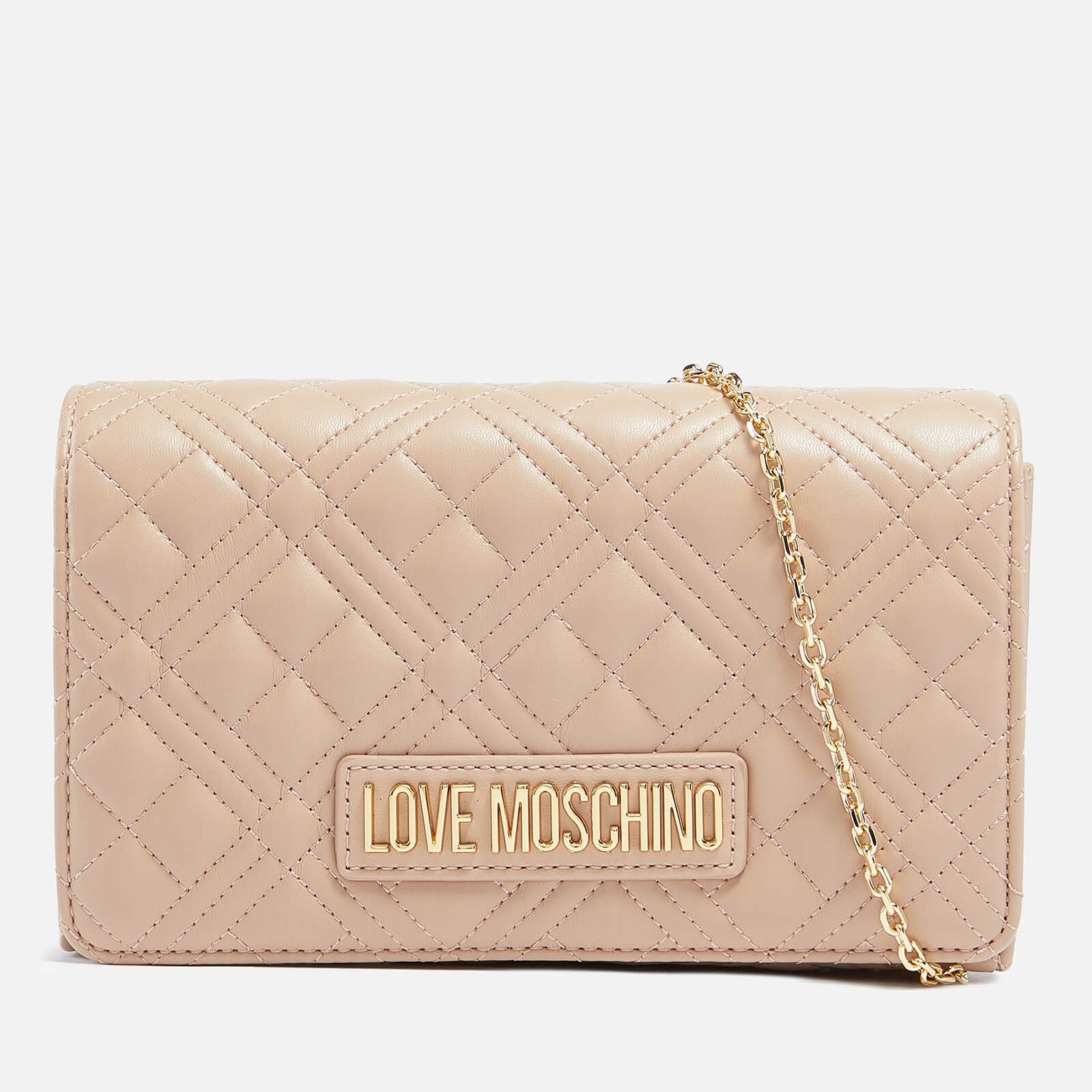 Love Moschino Women's Quilted Chain Cross Body Bag - Beige Natural