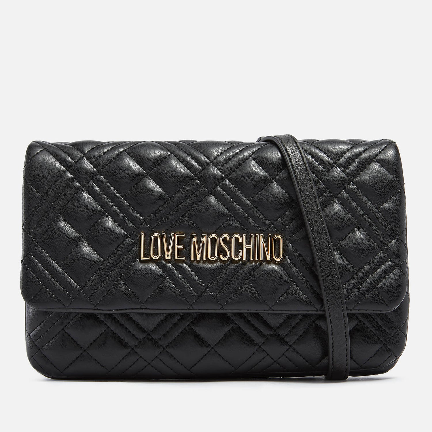 Love Moschino Women's Quilted Chain Flap Cross Body Bag - Black