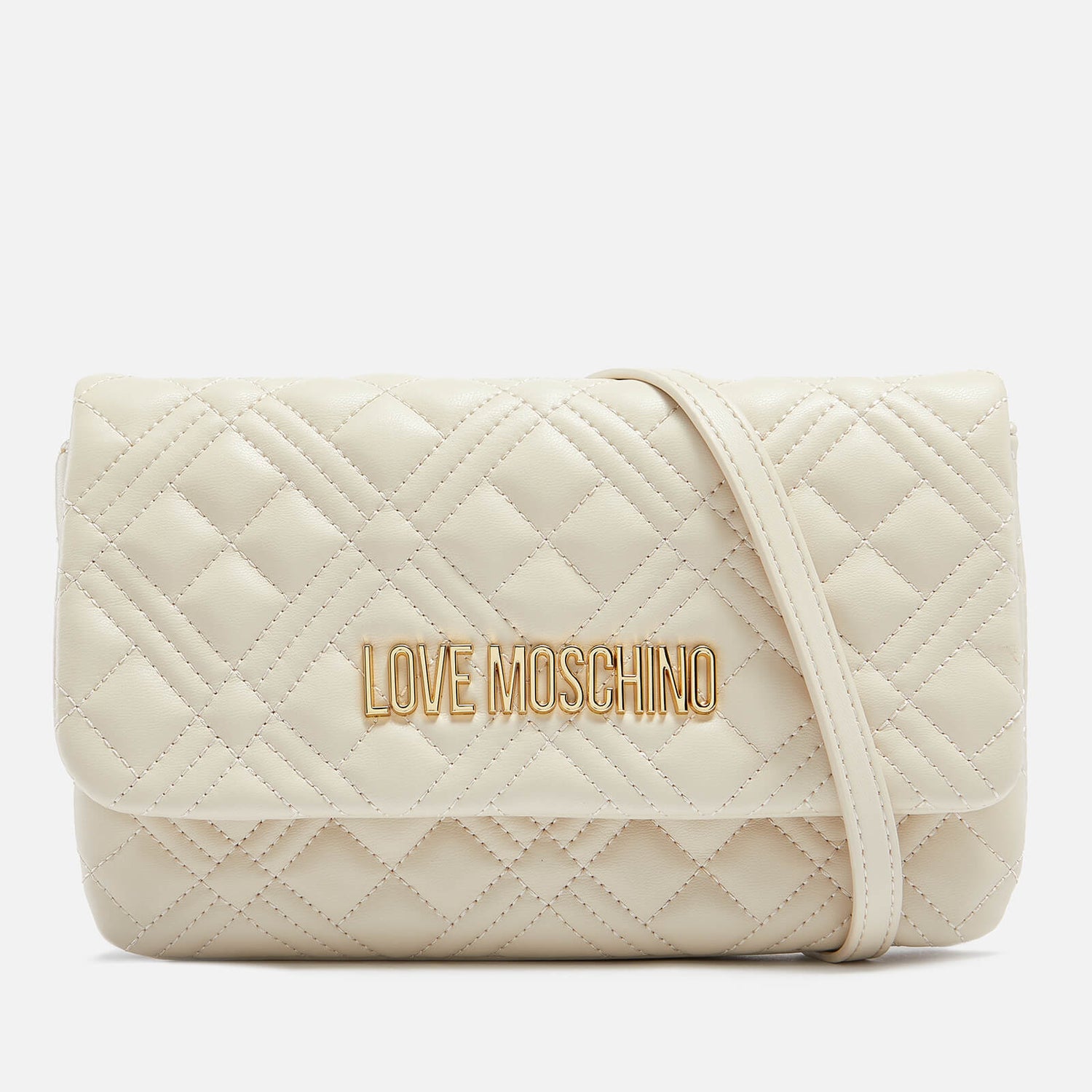 Love Moschino Women's Quilted Chain Flap Cross Body Bag - Ivory