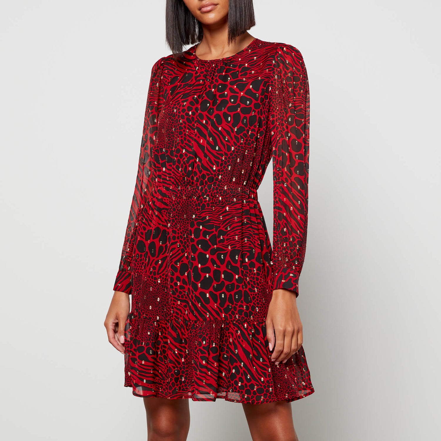 MICHAEL Michael Kors Women's Patchwork Animal Mini Dress - Crimson - XS