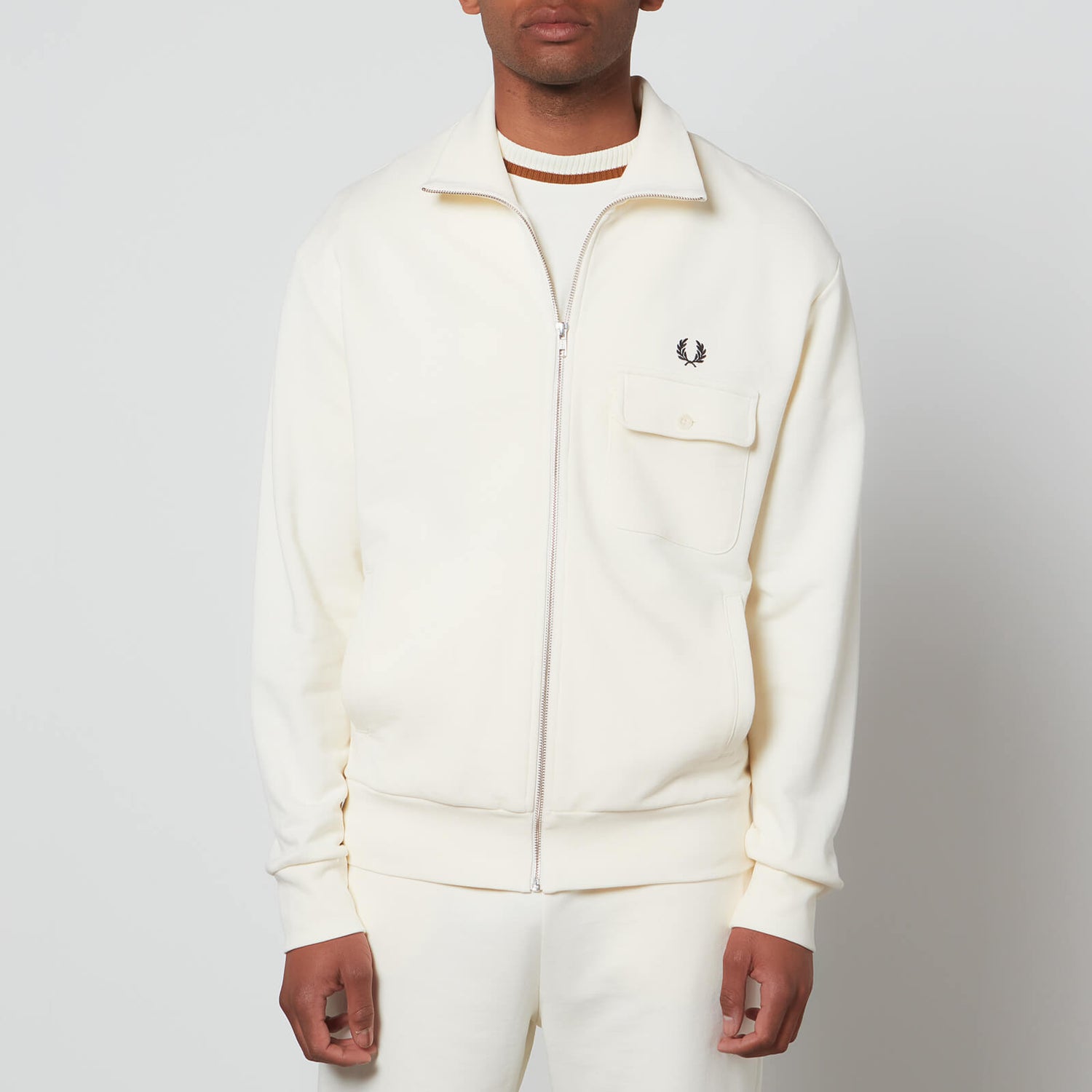 Fred Perry Men's Funnel Neck Track Jacket - Ecru - S