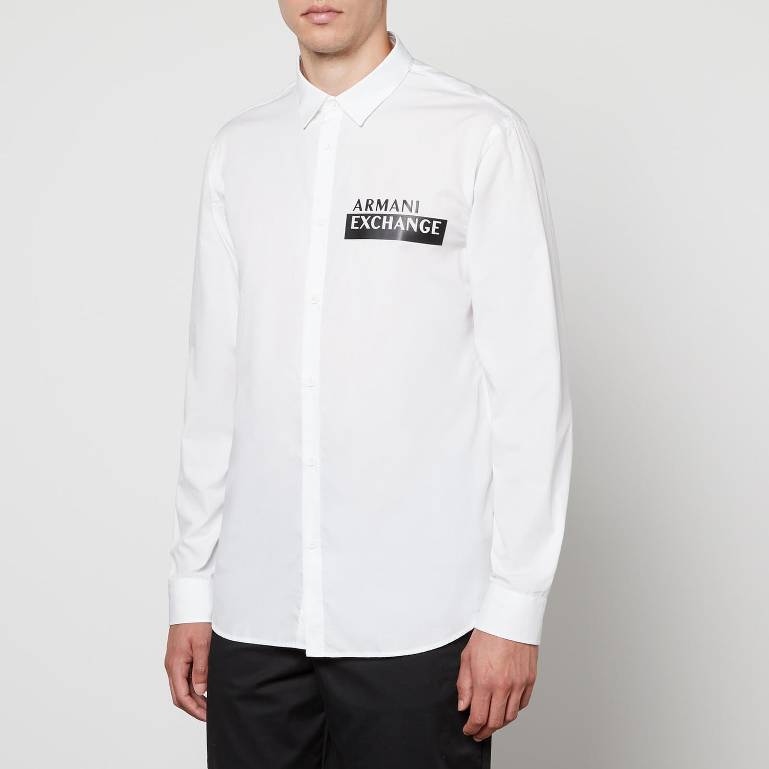 Armani Exchange Tape Logo Cotton Poplin Shirt
