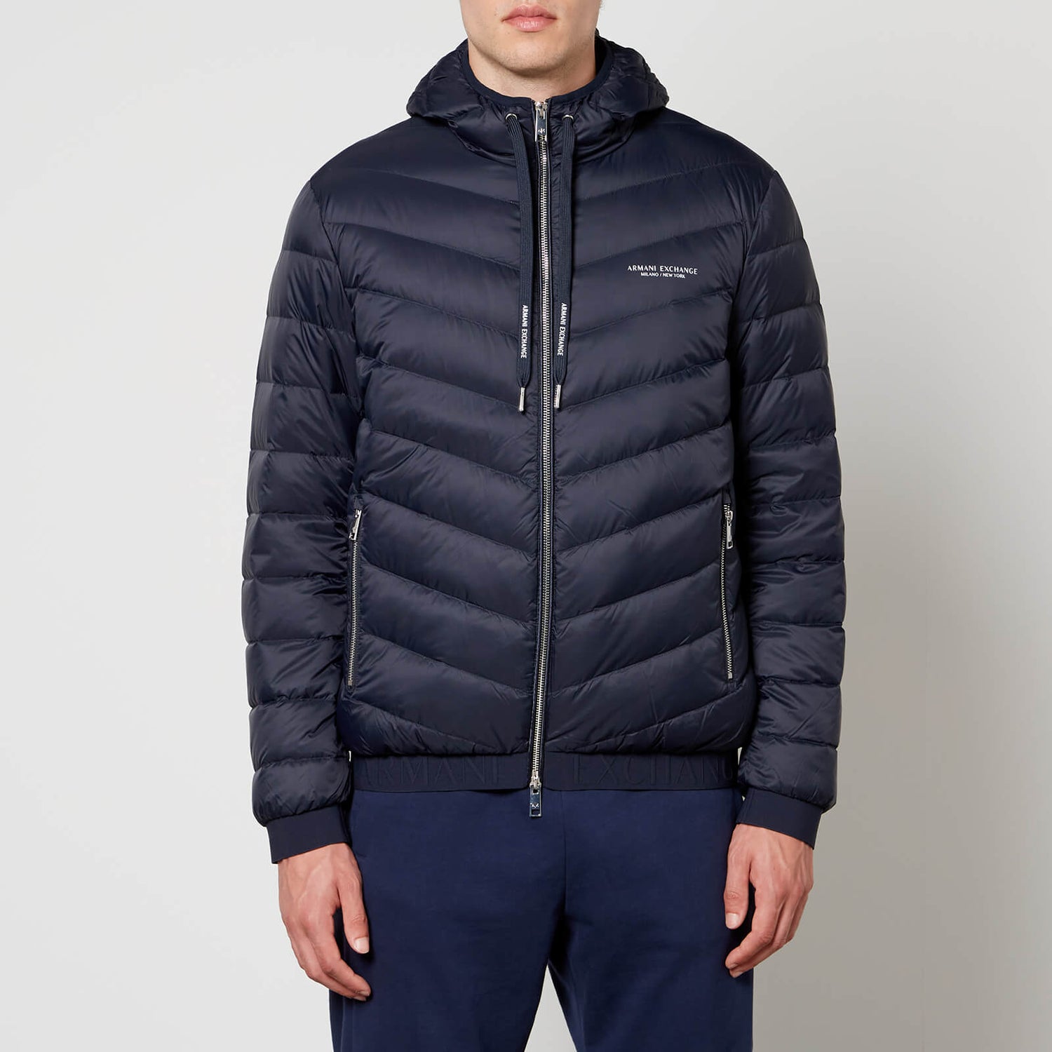 Armani Exchange Quilted Shell Down Hooded Jacket - S
