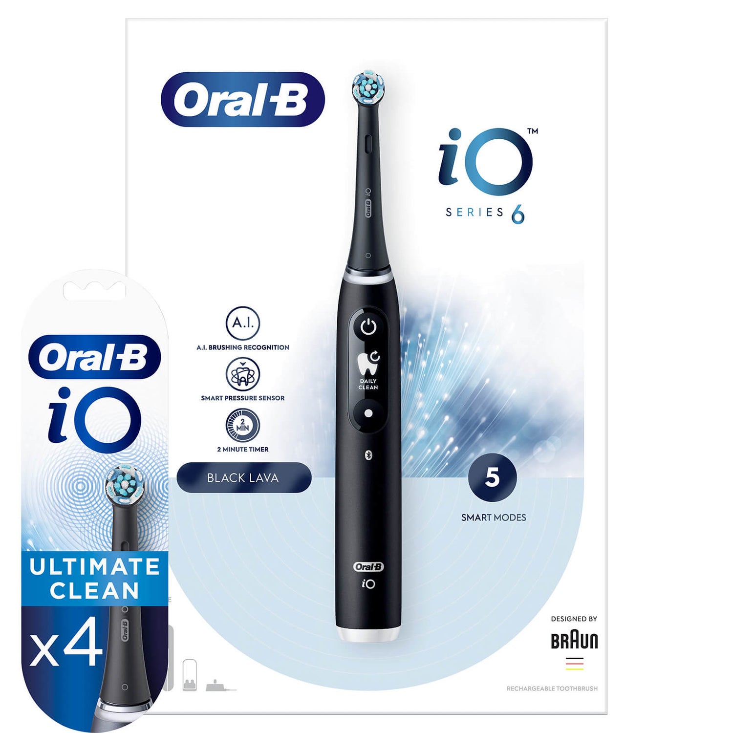 Oral B iO6 Black Lava Electric Toothbrush with Travel Case