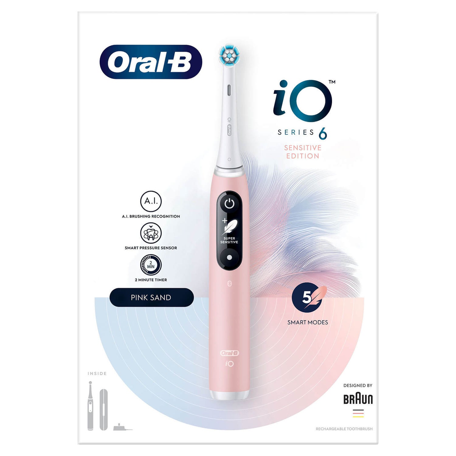 Oral B IO6 Pink Sand Electric Toothbrush with Travel Case