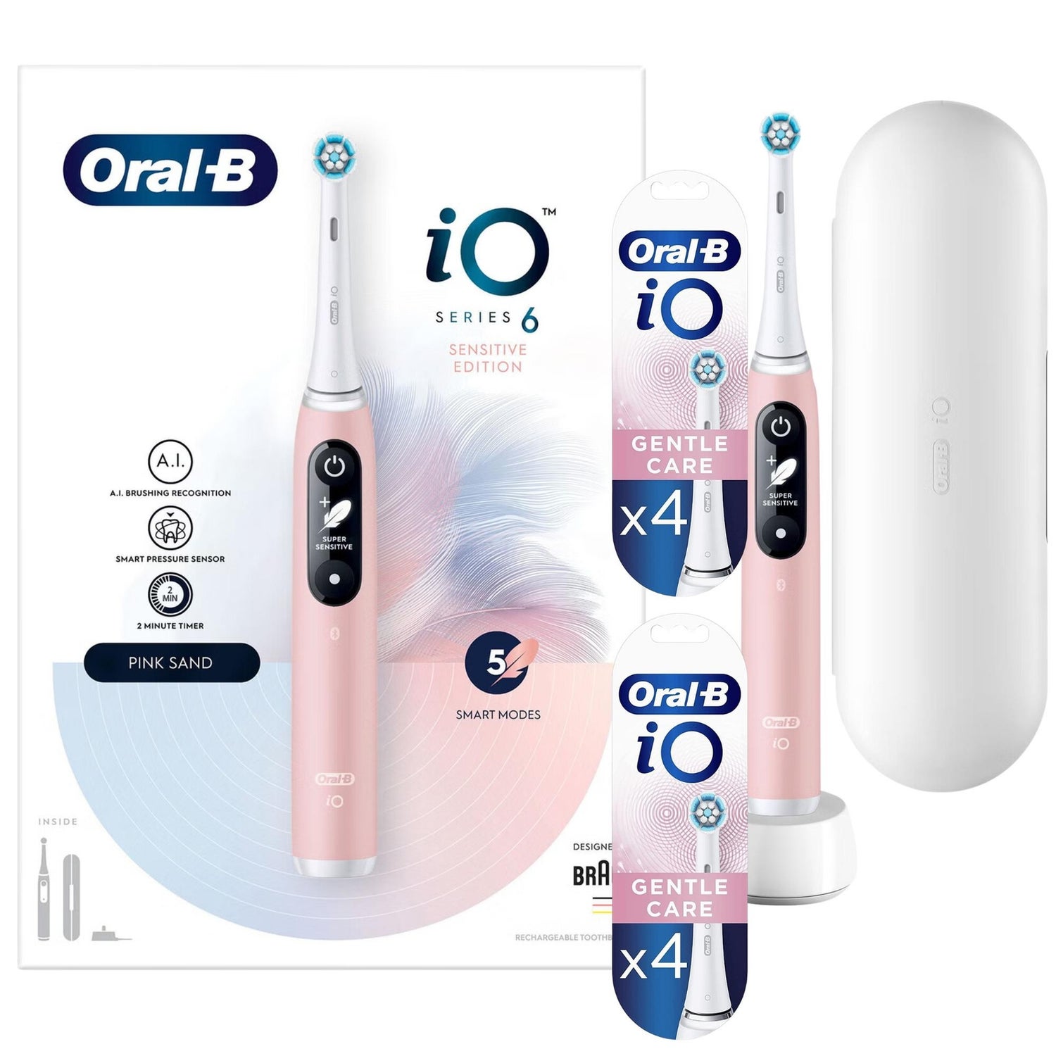 Oral B IO6 Pink Sand Electric Toothbrush with Travel Case