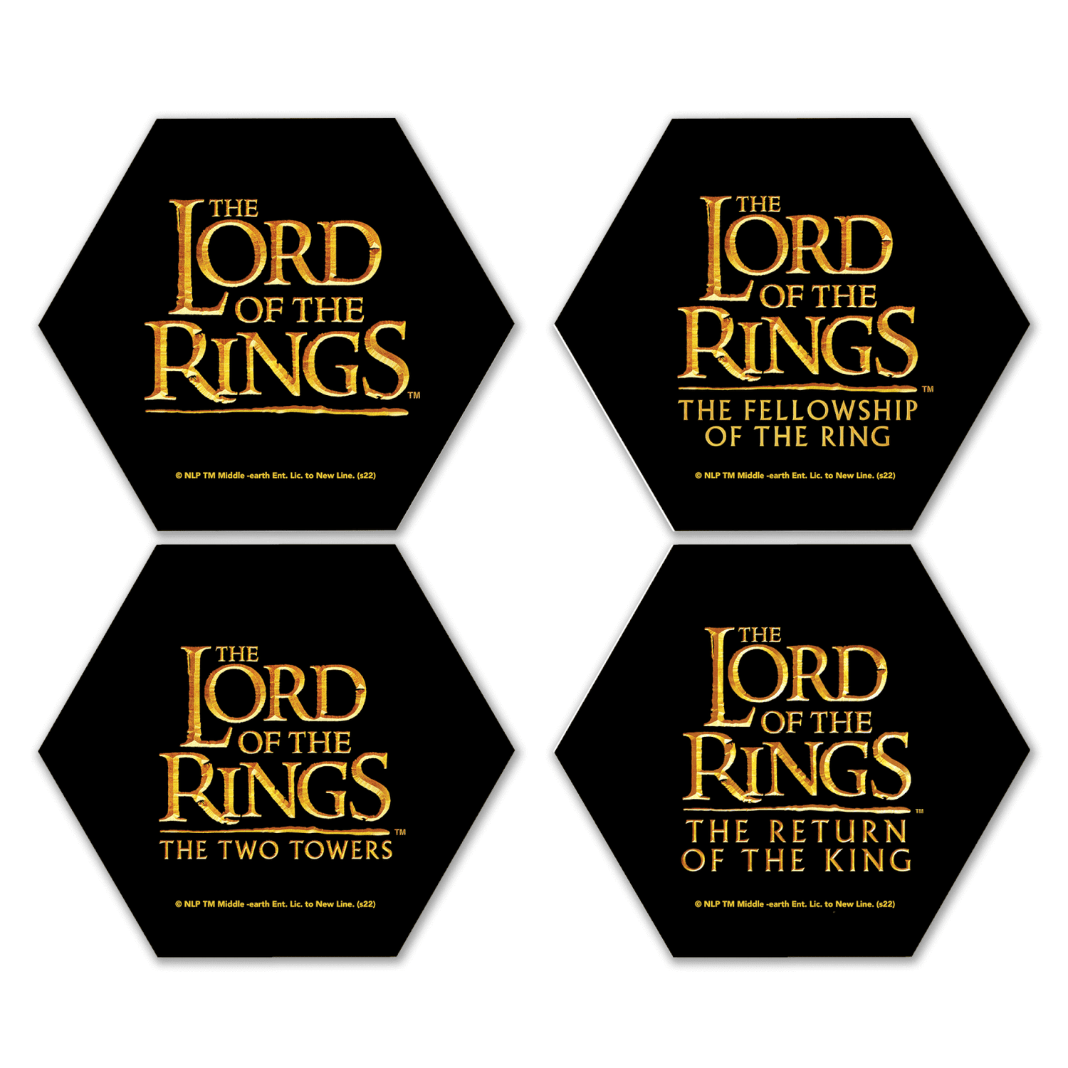 Lord Of The Rings LOTR Logos Hexagonal Coaster Set