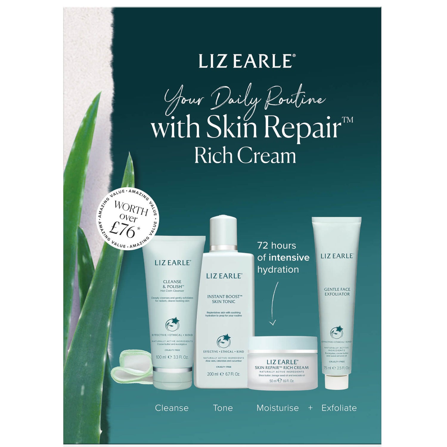 Liz Earle Your Daily Routine with Skin Repair Rich Cream Kit (Worth £49.50)
