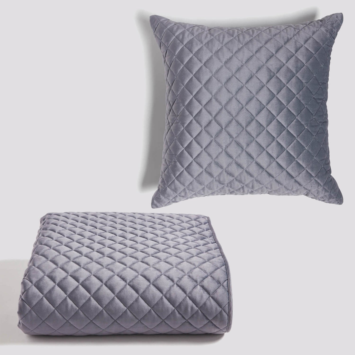 ïn home Diamond Quilted Velvet Bundle - Dark Grey (Worth £65.00)