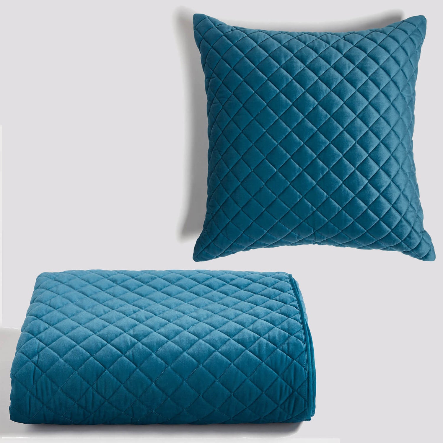 ïn home Diamond Quilted Velvet Bundle - Blue (Worth £65.00)