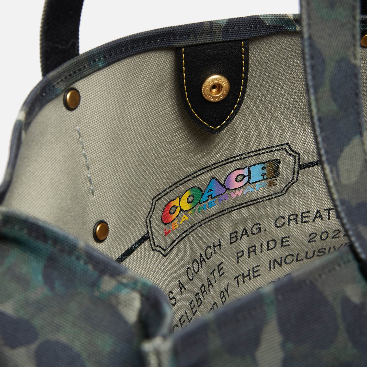 Coach Men's Tote 42 In Camo Canvas with Pride Print Bag - Green/Blue Multi 2