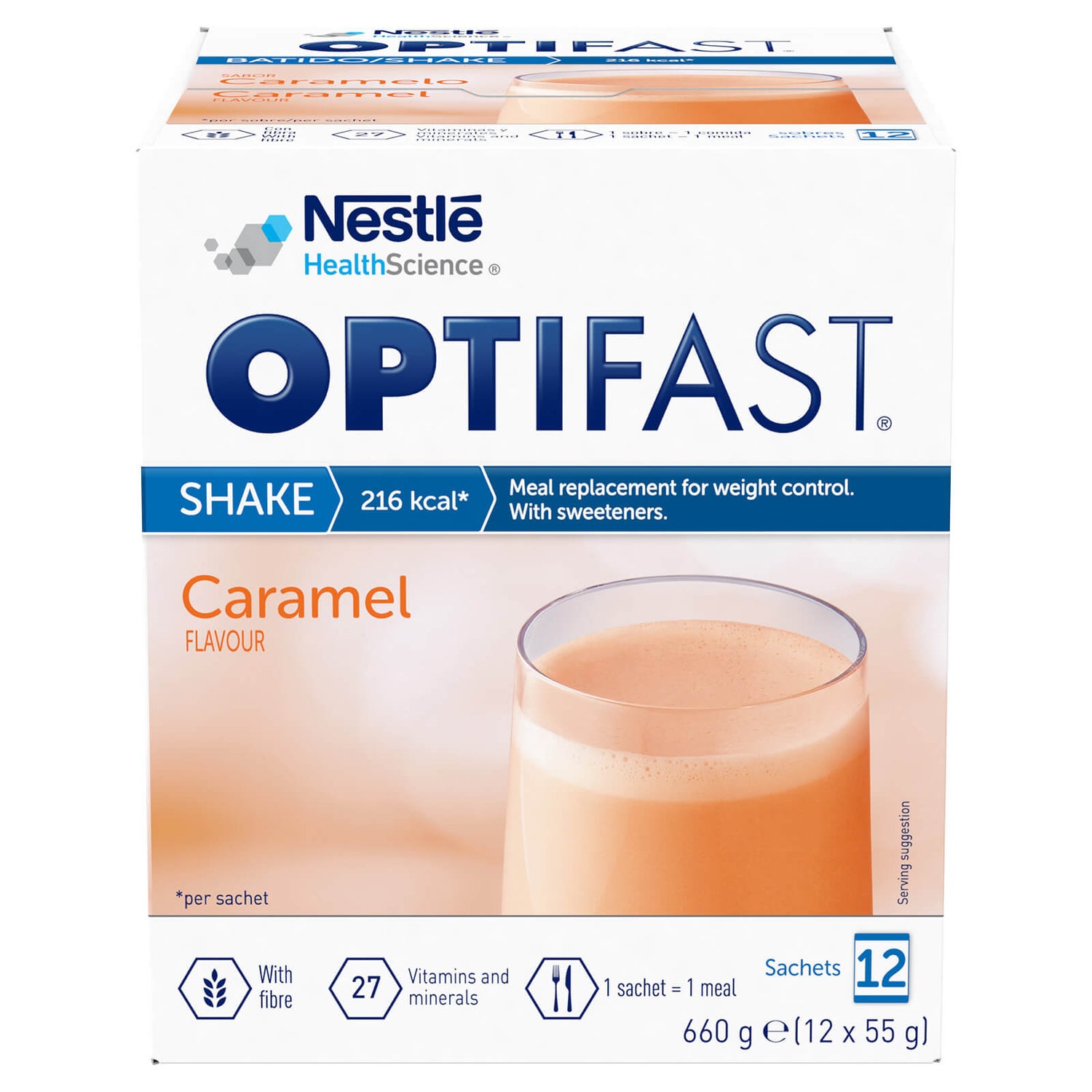 OPTIFAST Shakes - Caramel - 1 Month Supply - 3 Boxes (36 Sachets)