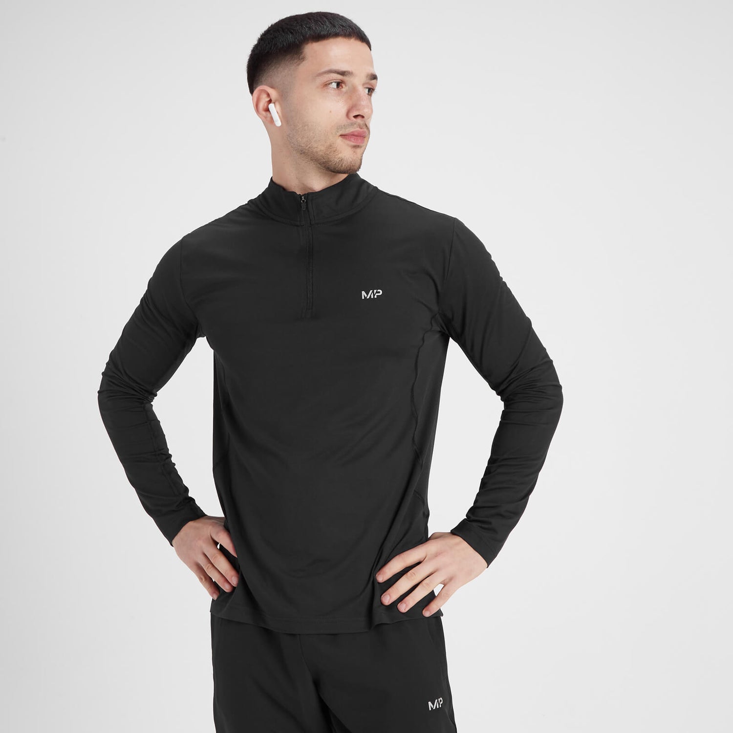 MP Herren Velocity Top mit 1/4-Reißverschluss — Schwarz - S