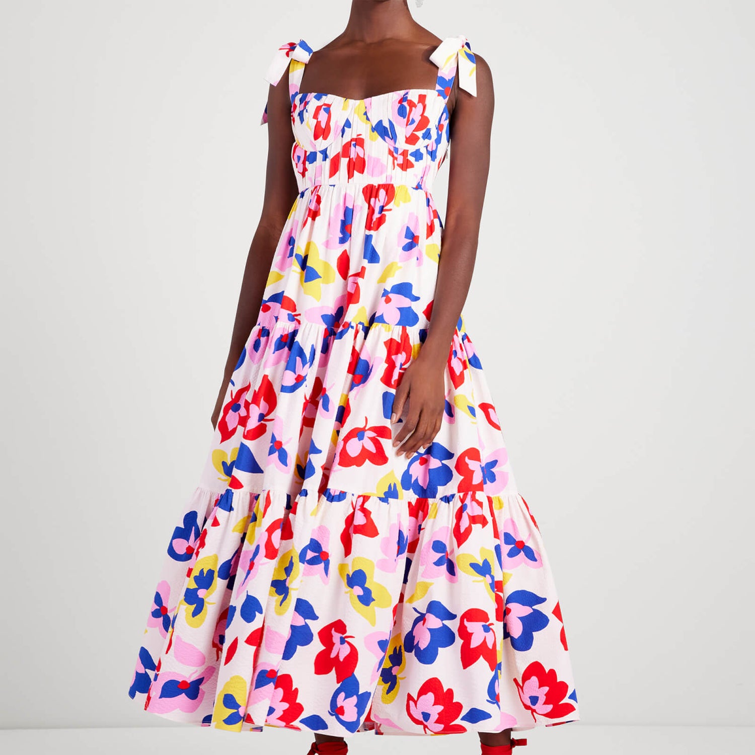 Kate Spade New York Women's Summer Flowers Tiered Dress - Cream Multi - UK 6