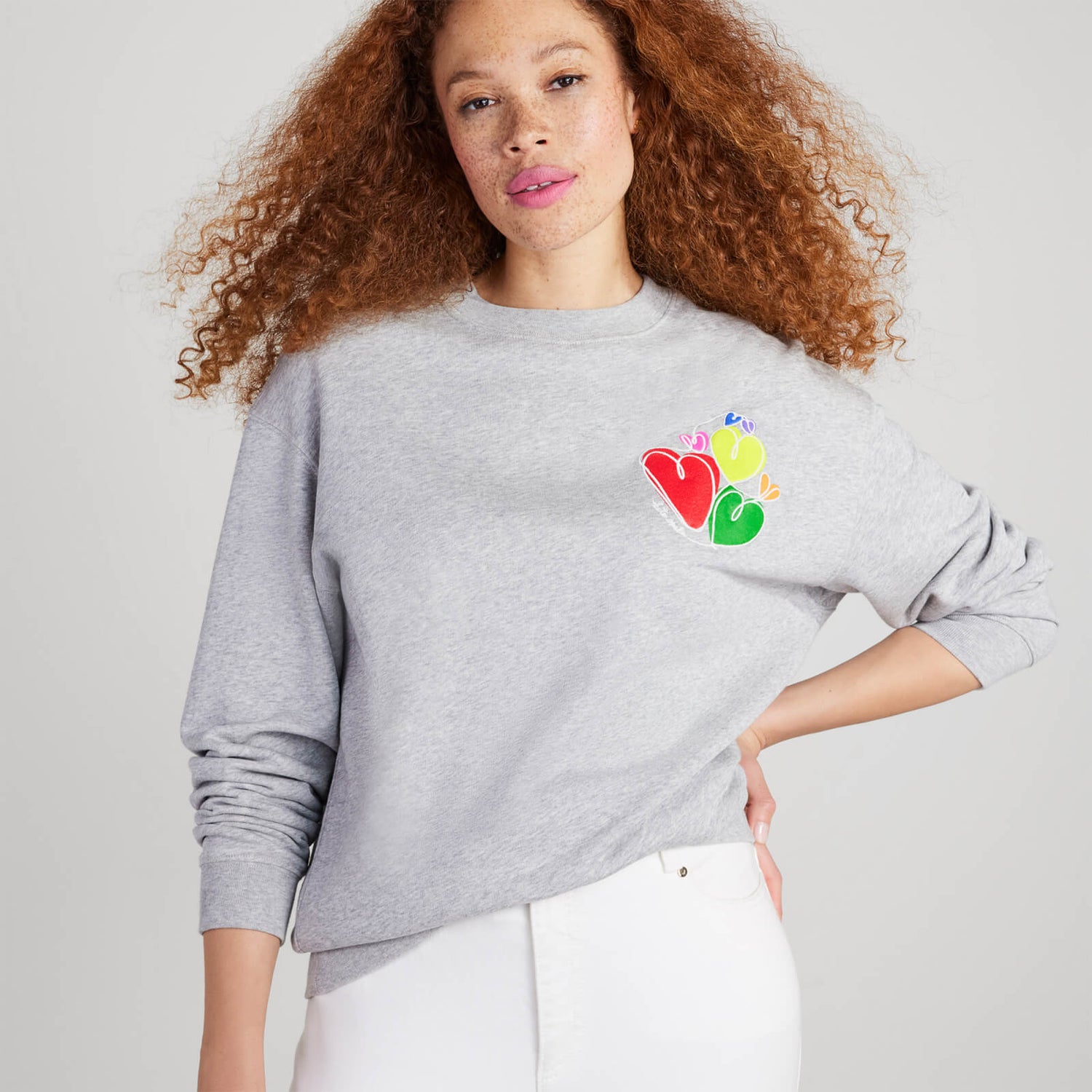 Kate Spade New York Women's Pride Hearts Sweatshirt - Grey Melange - XS
