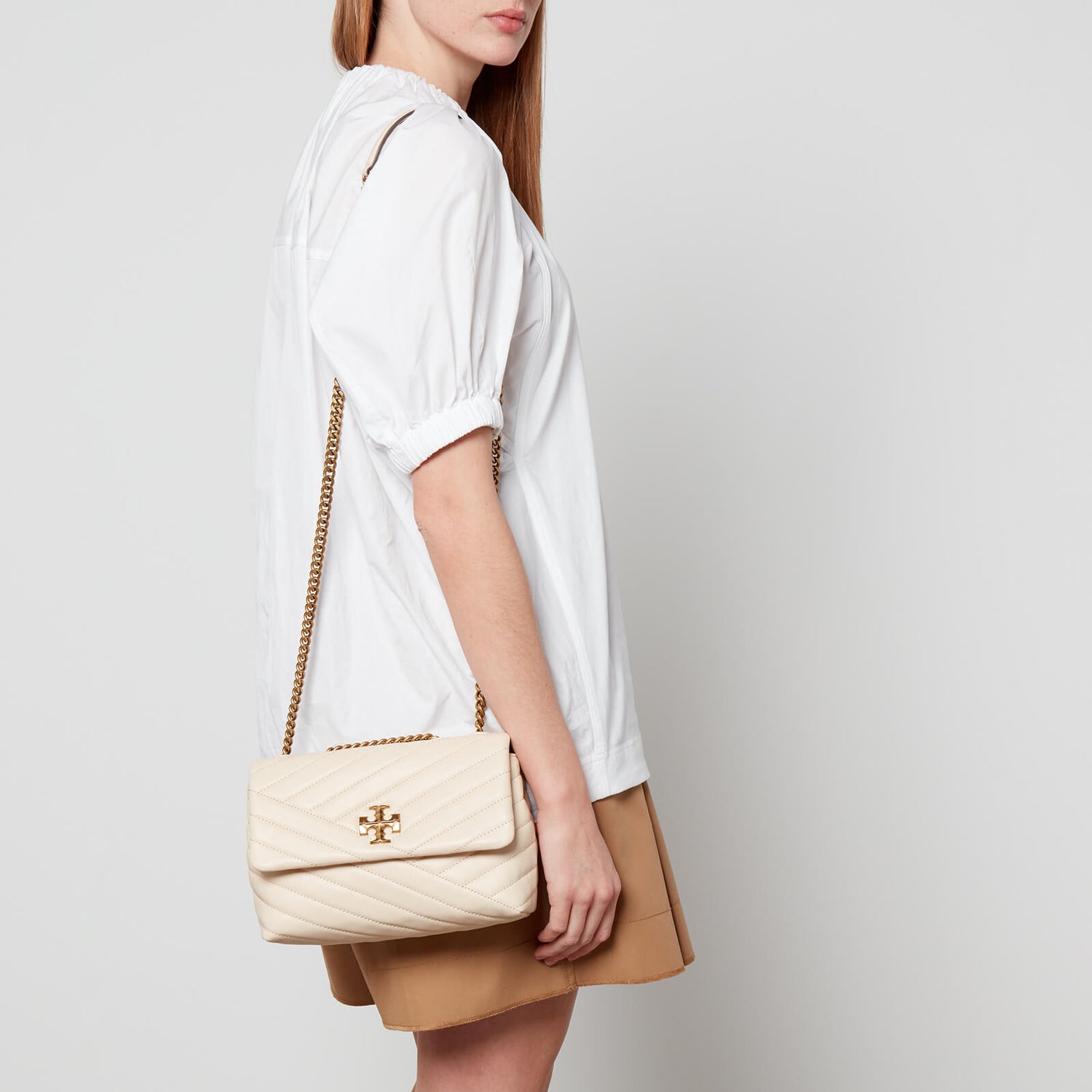 Tory Burch Women's Kira Chevron Small Convertible Shoulder Bag - New Cream 0
