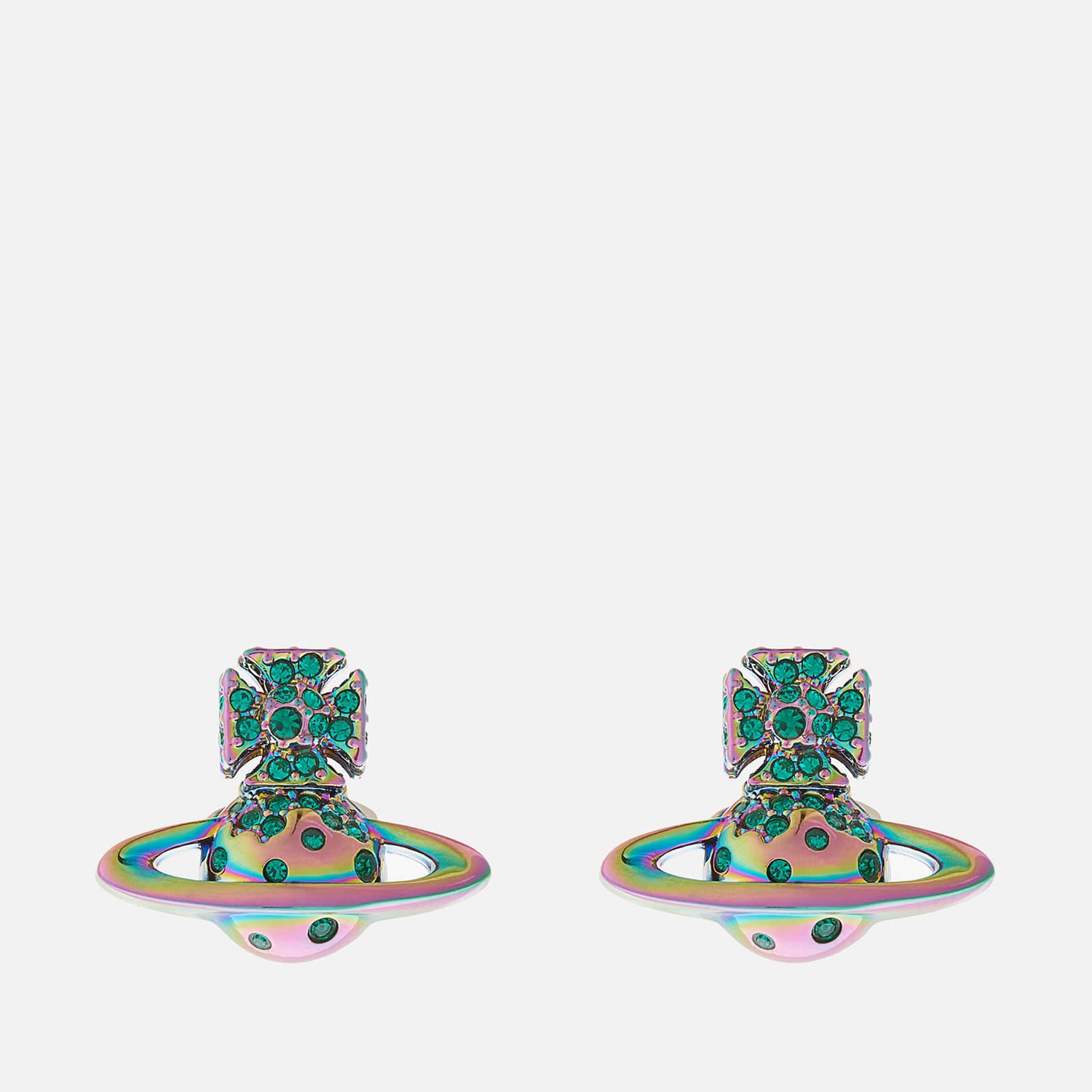 Vivienne Westwood Porfino Bas Relief Iridescent-Tone Brass and Crystal Earrings