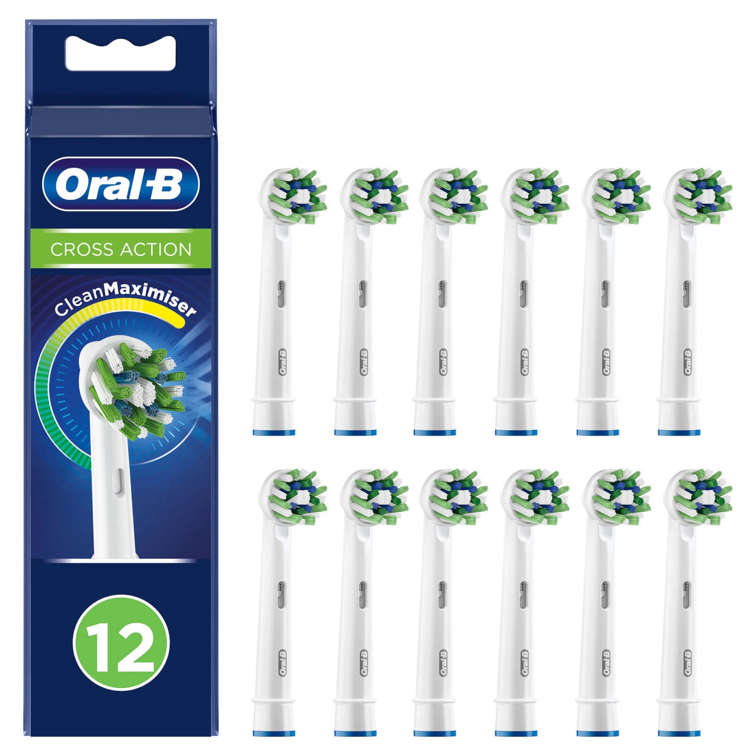 Oral-B Cross Action Opzetborstels Wit, 12 Stucks