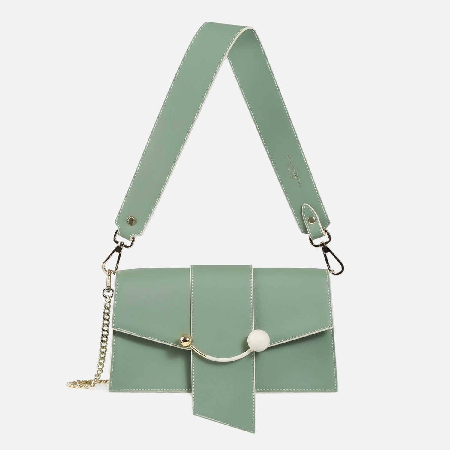 Strathberry Women's Mini Bag Crescent Bag - Edge - Sage - Vanilla Stitch/Edge