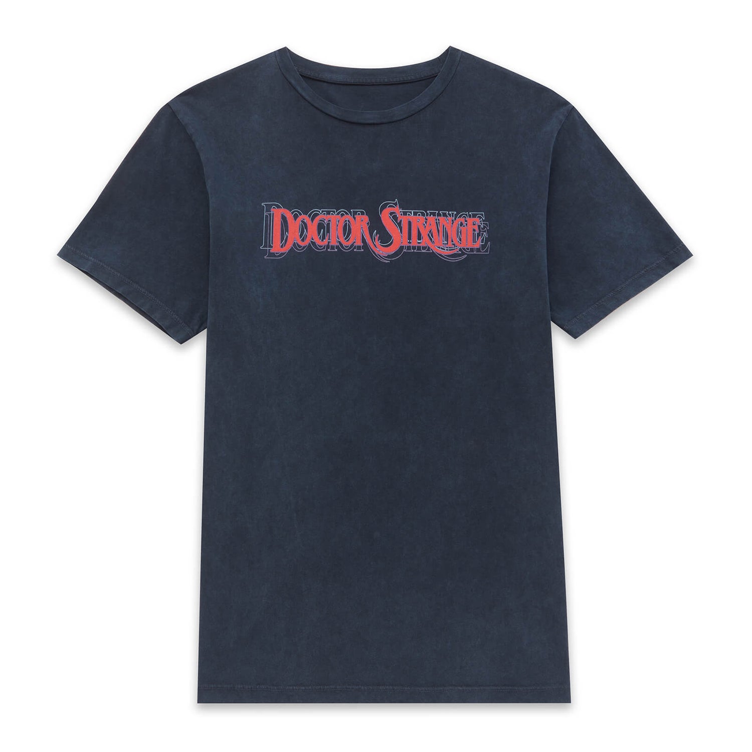 Marvel Dr Strange Tri-Colour Logo Unisex T-Shirt - Navy Acid Wash