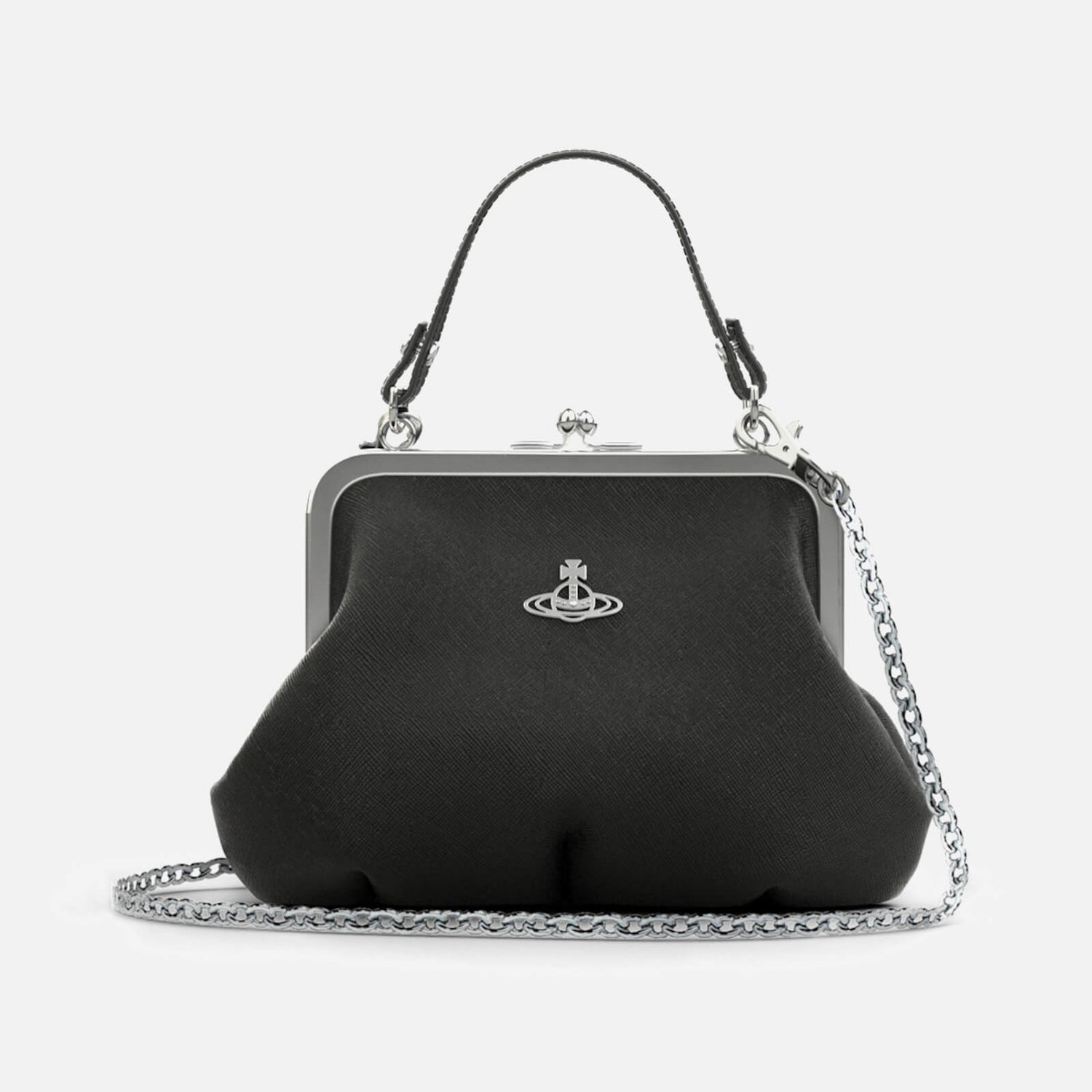 Vivienne Westwood Logo-Embellished Textured-Leather Shoulder bag