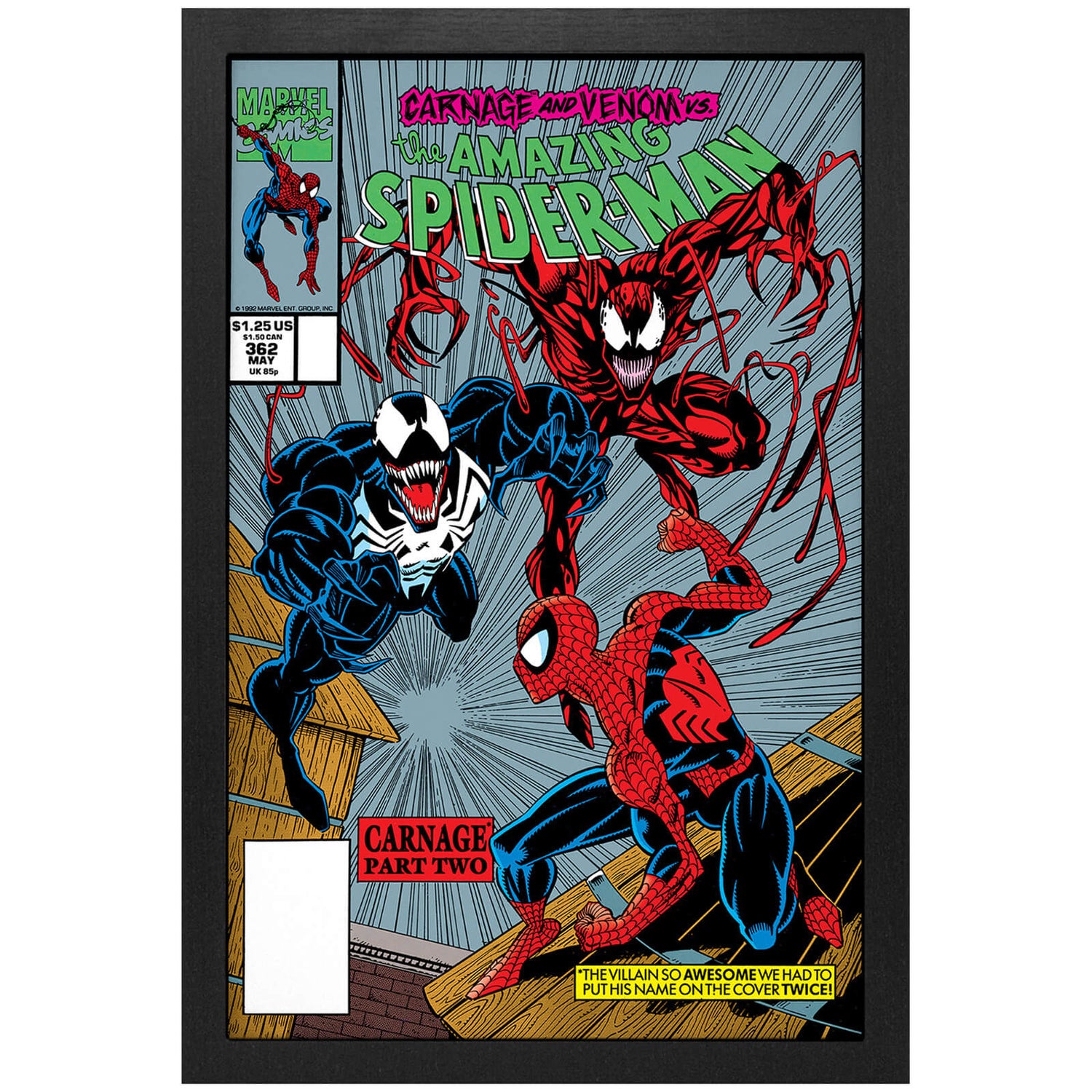 Marvel Spider-Man Venom Carnage Comic Cover Framed Art Print